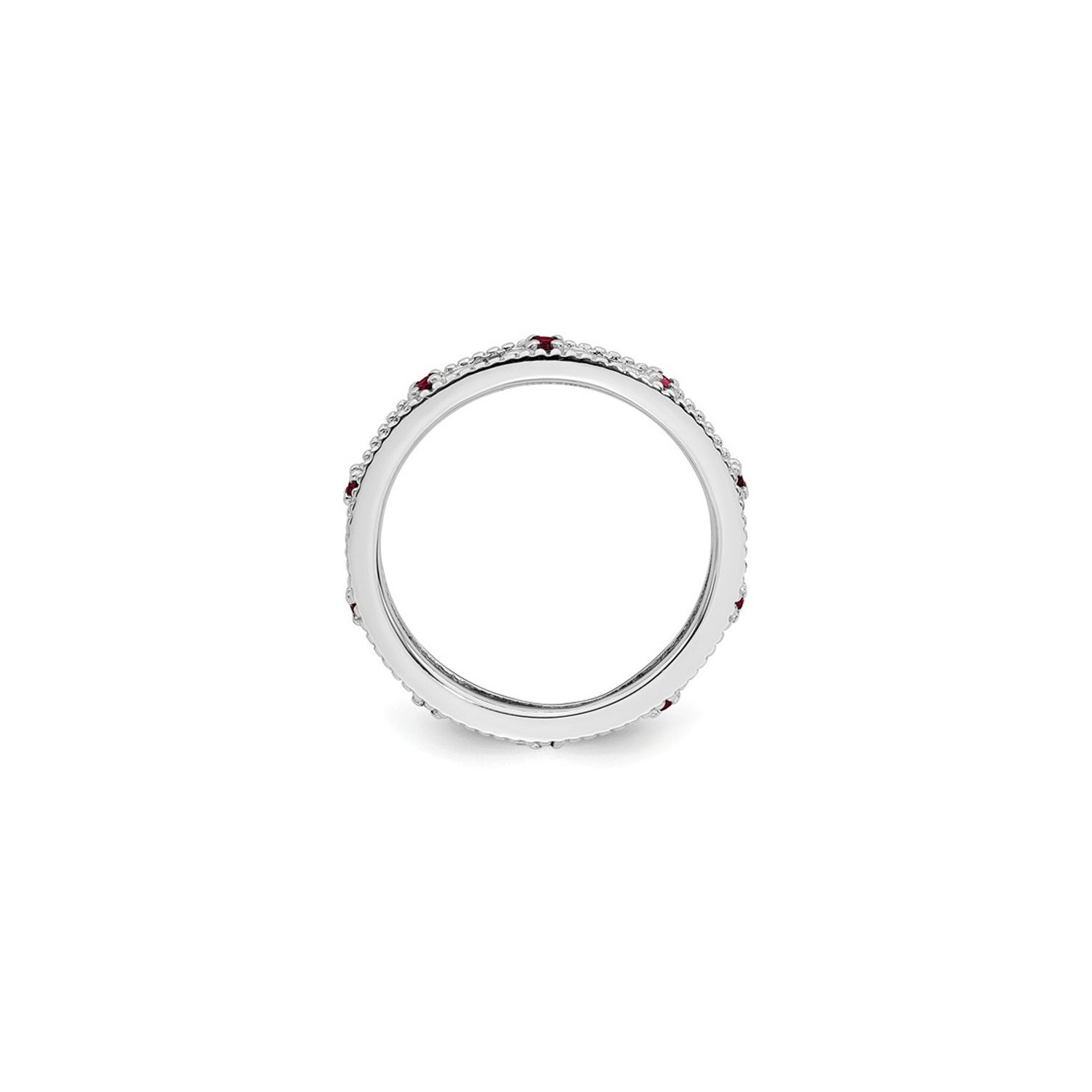 1/5 Carat Lab Created Ruby Band Stackable Ring in Sterling Silver