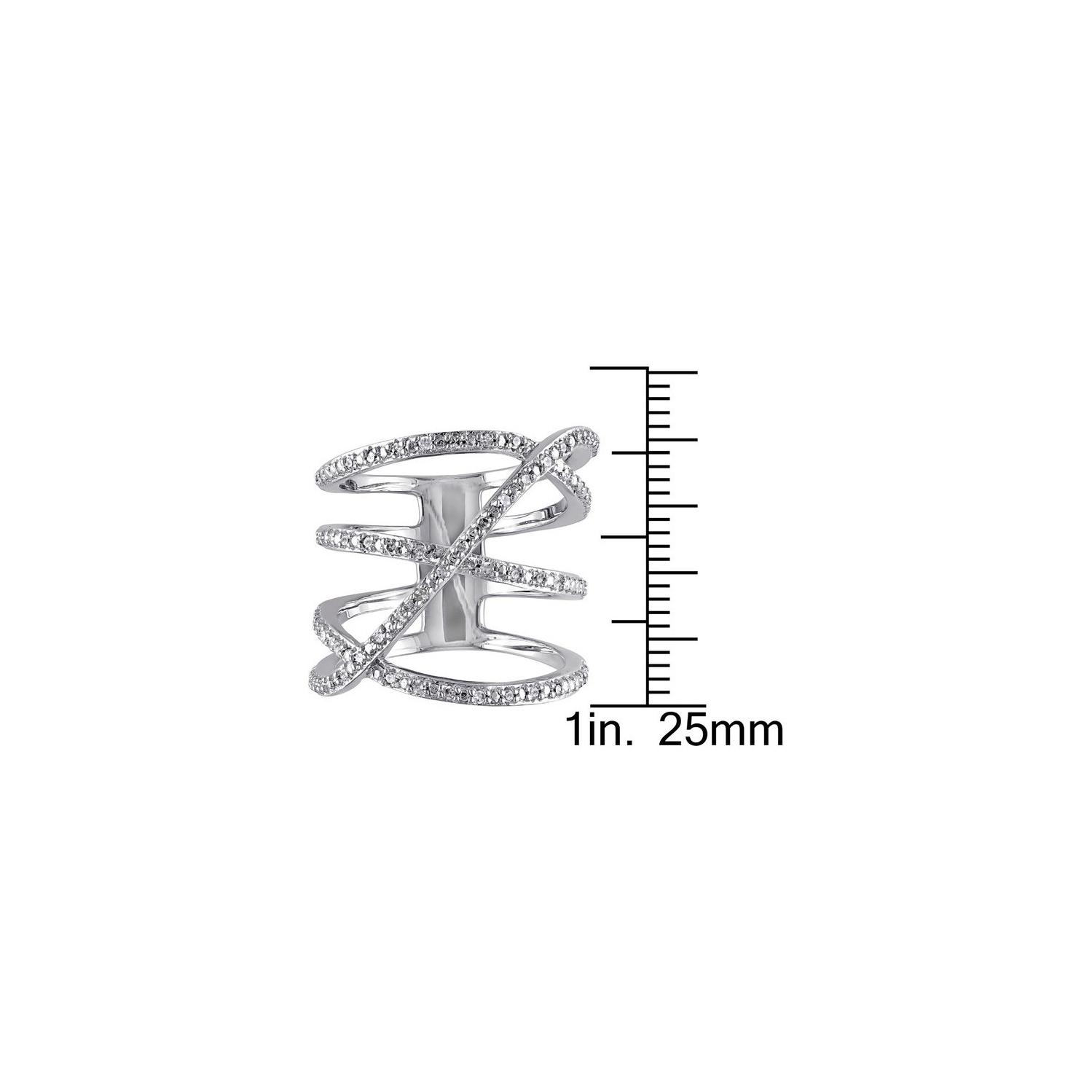 Diamond Crossover Fashion Cocktail Ring 1/5 Carat Diamond in Sterling Silver
