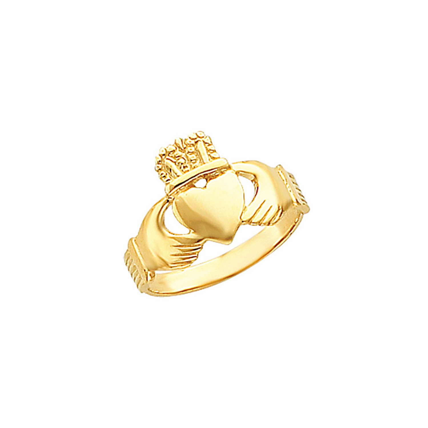 14K Yellow Gold Ladies Claddagh Celtic Ring