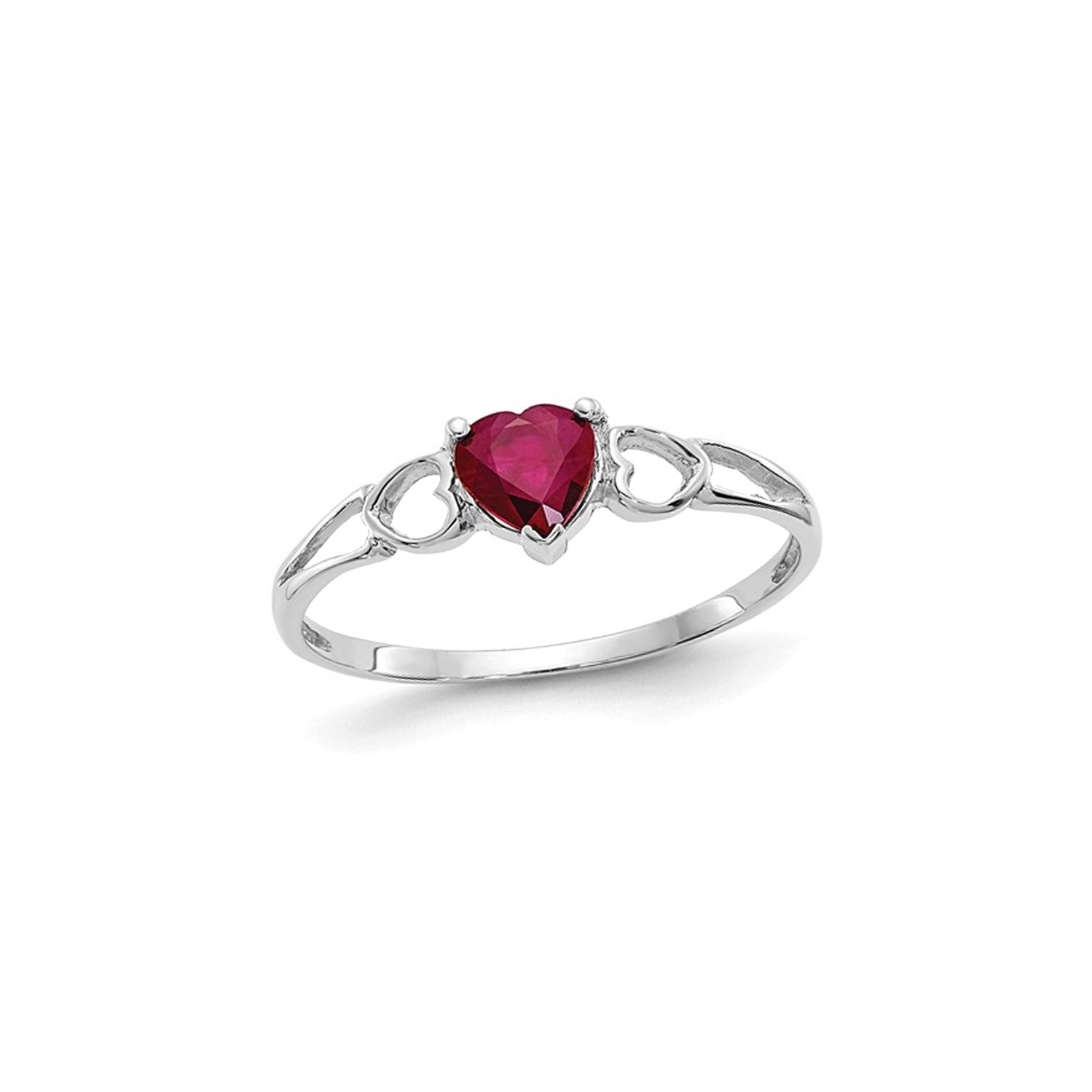 1/2 Carat (ctw Ruby Heart Promise Ring in 14K White Gold