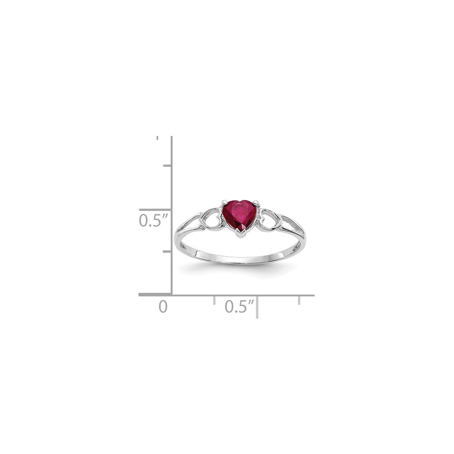 1/2 Carat (ctw Ruby Heart Promise Ring in 14K White Gold
