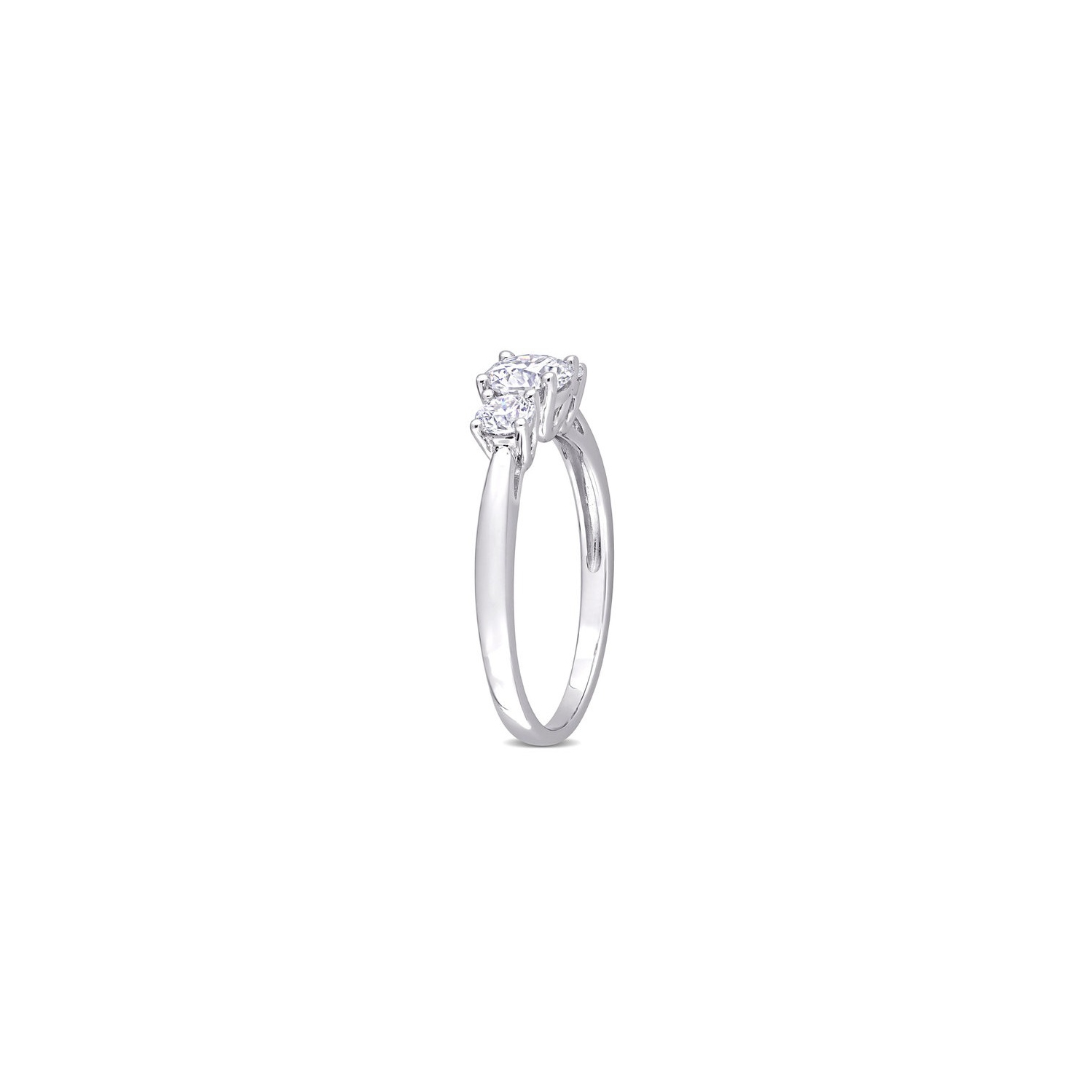 1.00 Carat Lab Created Three Stone Moissanite Engagement Ring in Sterling Silver