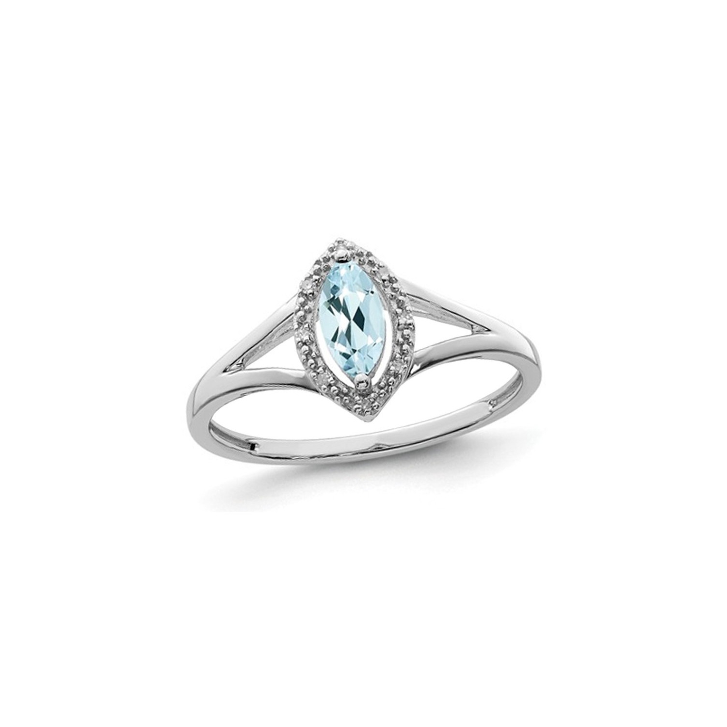 1/5 Carat Marquise-Cut Aquamarine Ring in Sterling Silver