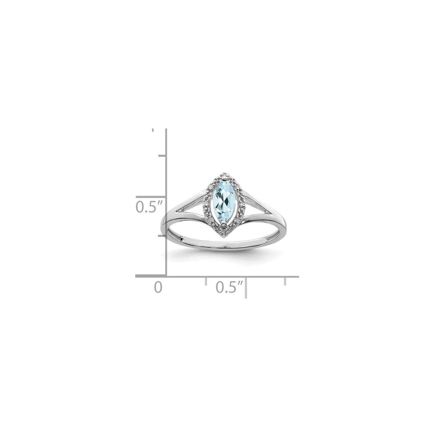 1/5 Carat Marquise-Cut Aquamarine Ring in Sterling Silver