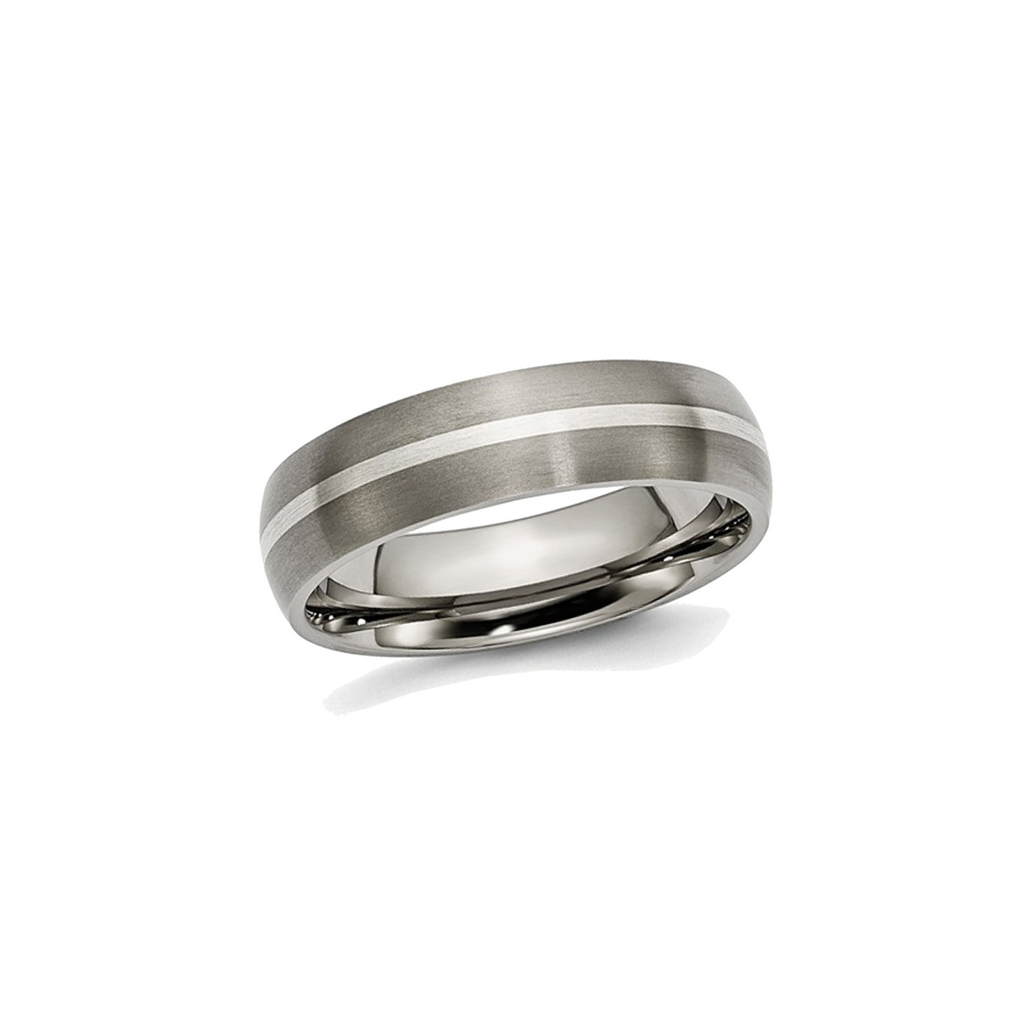 Best Designer Jewelry Titanium Sterling Silver Inlay 6mm Brushed Band