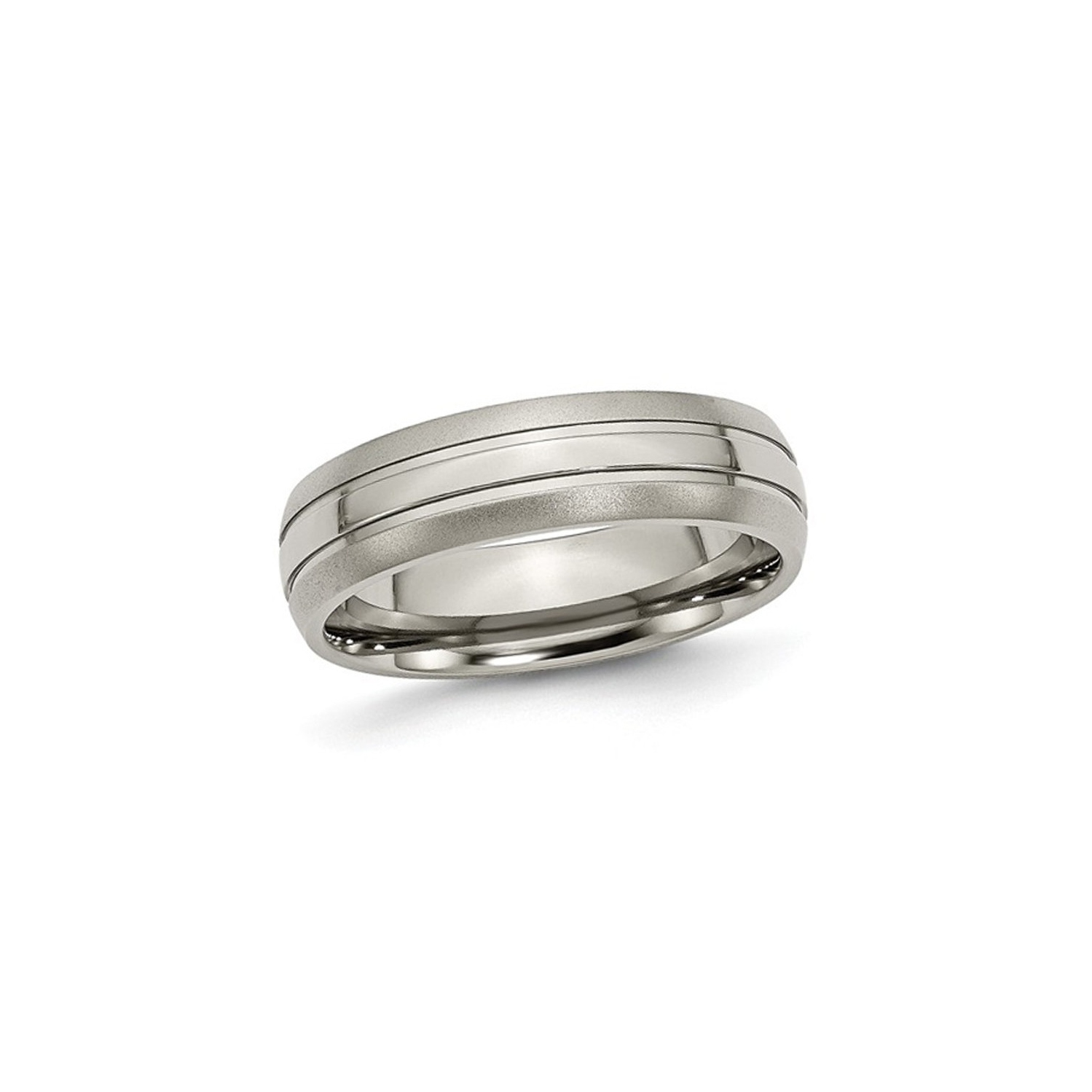 Titanium Grooved Sterling Silver Inlay 8mm Brushed Band Box