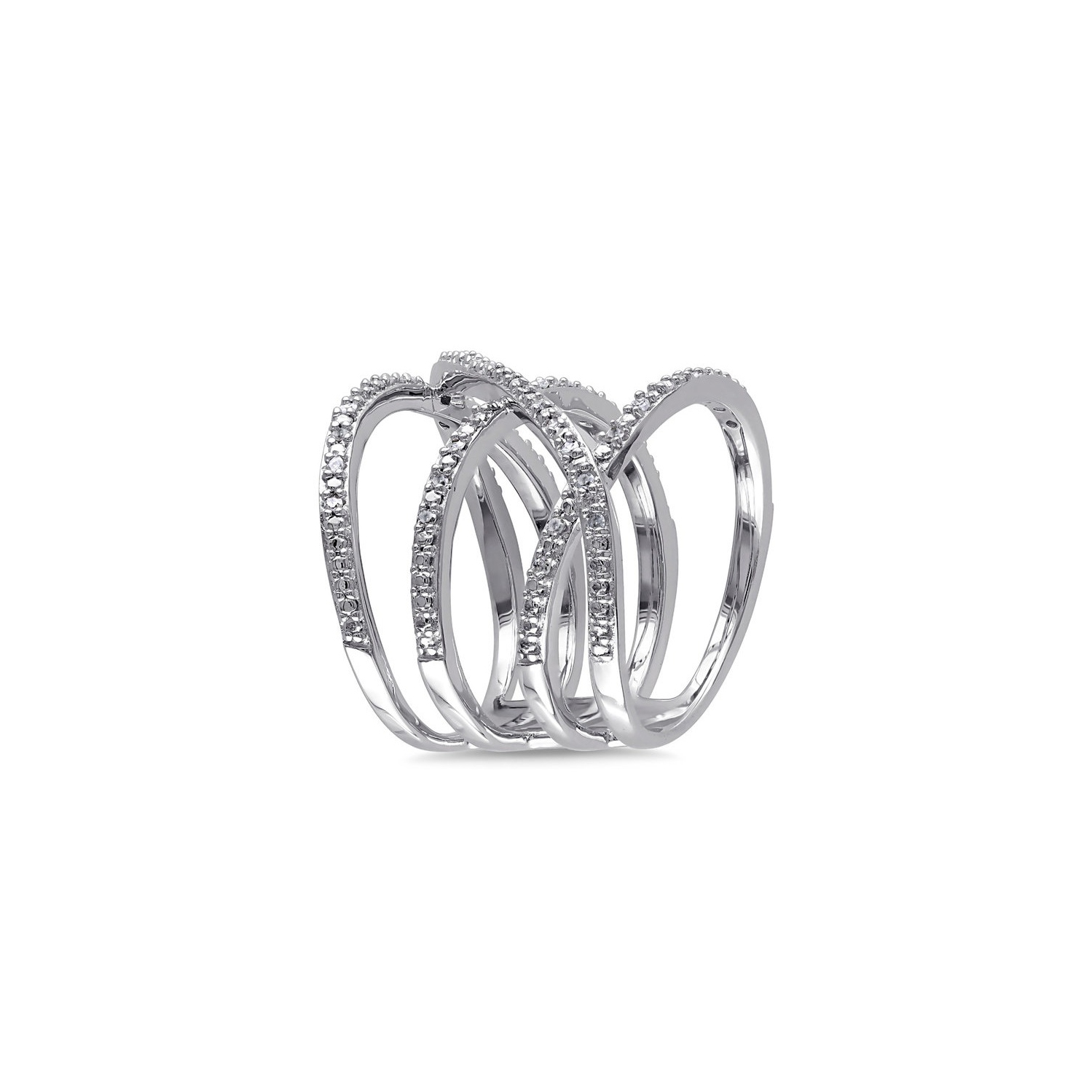 Bague cocktail à motif croisé diamant 1/5&nbsp;carat, argent sterling