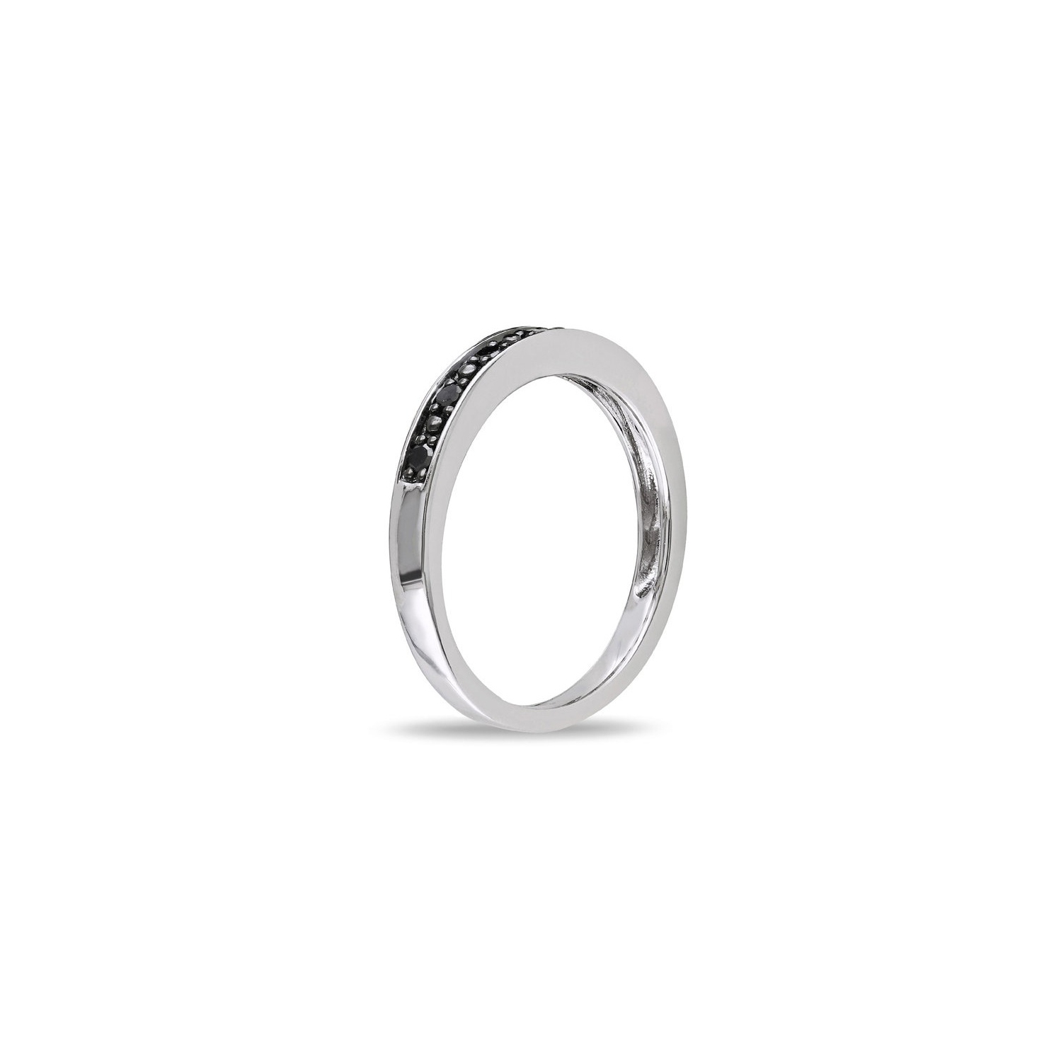 Alliance en argent sterling et rhodium noir, diamants noirs 1/10 ct