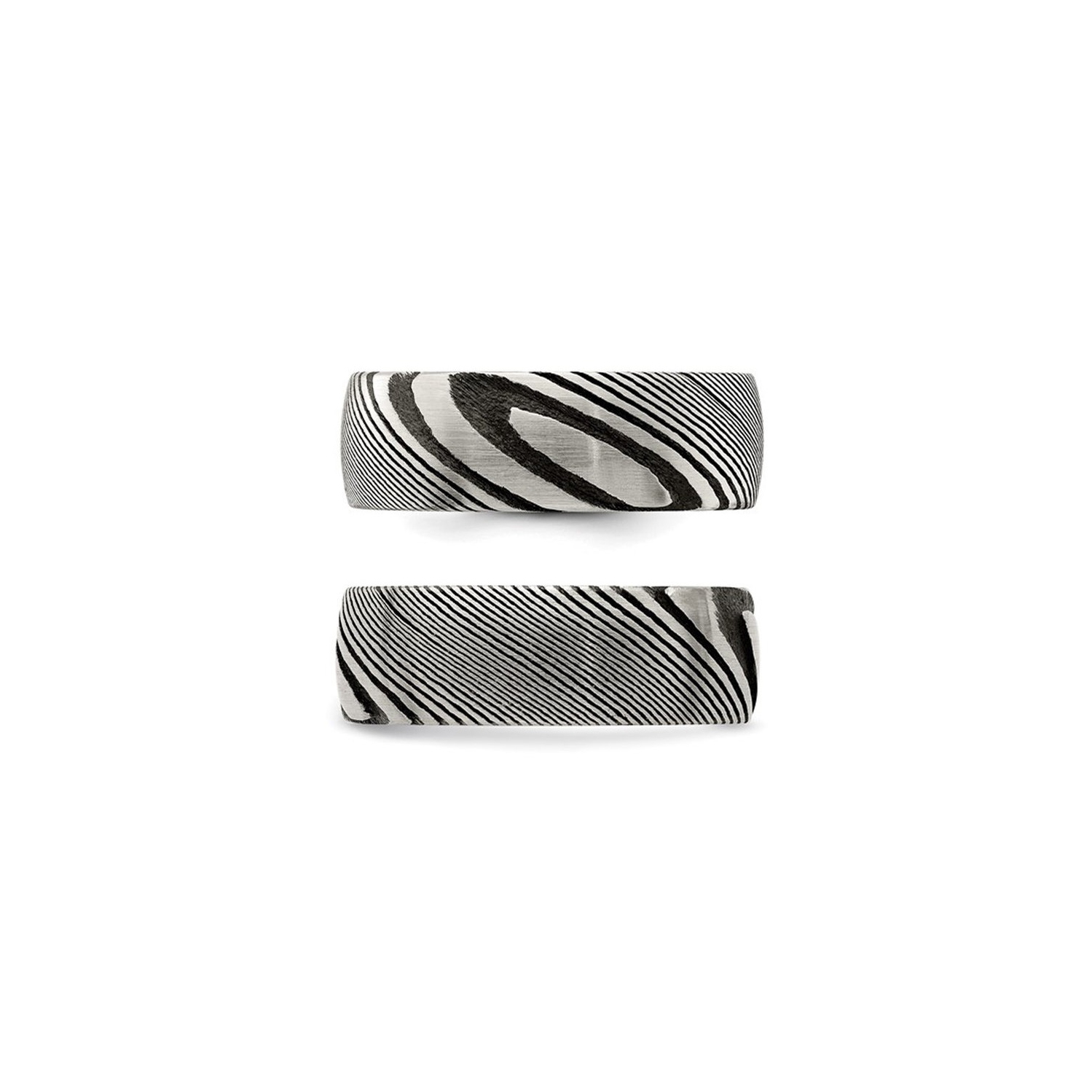 Mens Damascus Steel Polished Band Ring 8mm