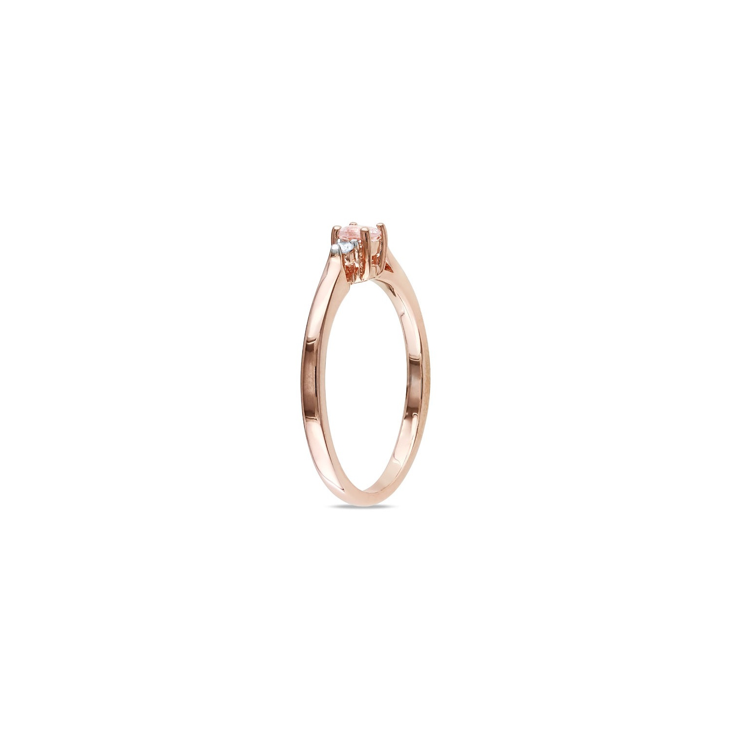1/6 Carat Morganite Ring in Rose Pink Sterling Silver with Accent Diamonds