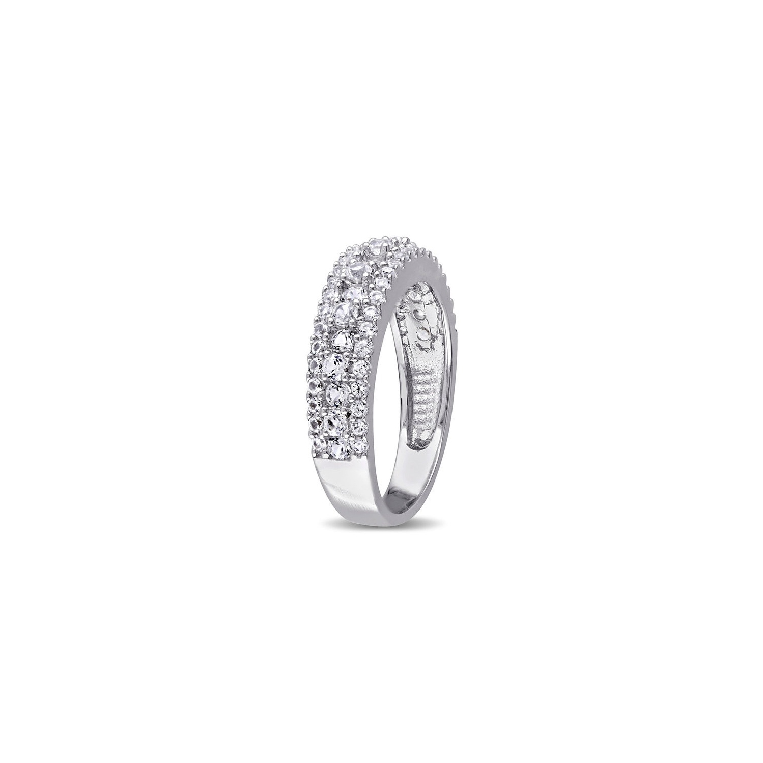Bague d'anniversaire en argent sterling avec saphir blanc synthétique en laboratoire 1 1/7&nbsp;carat