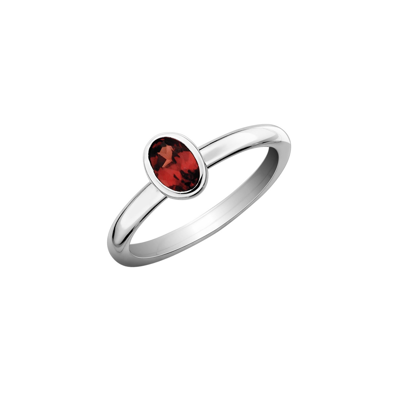1/2 Carat Oval Garnet Solitaire Ring in Sterling Silver