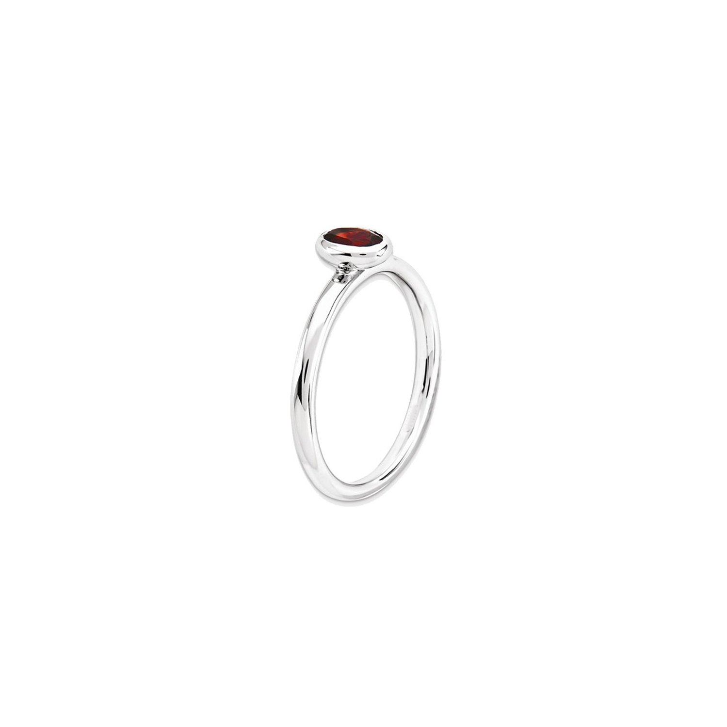 1/2 Carat Oval Garnet Solitaire Ring in Sterling Silver