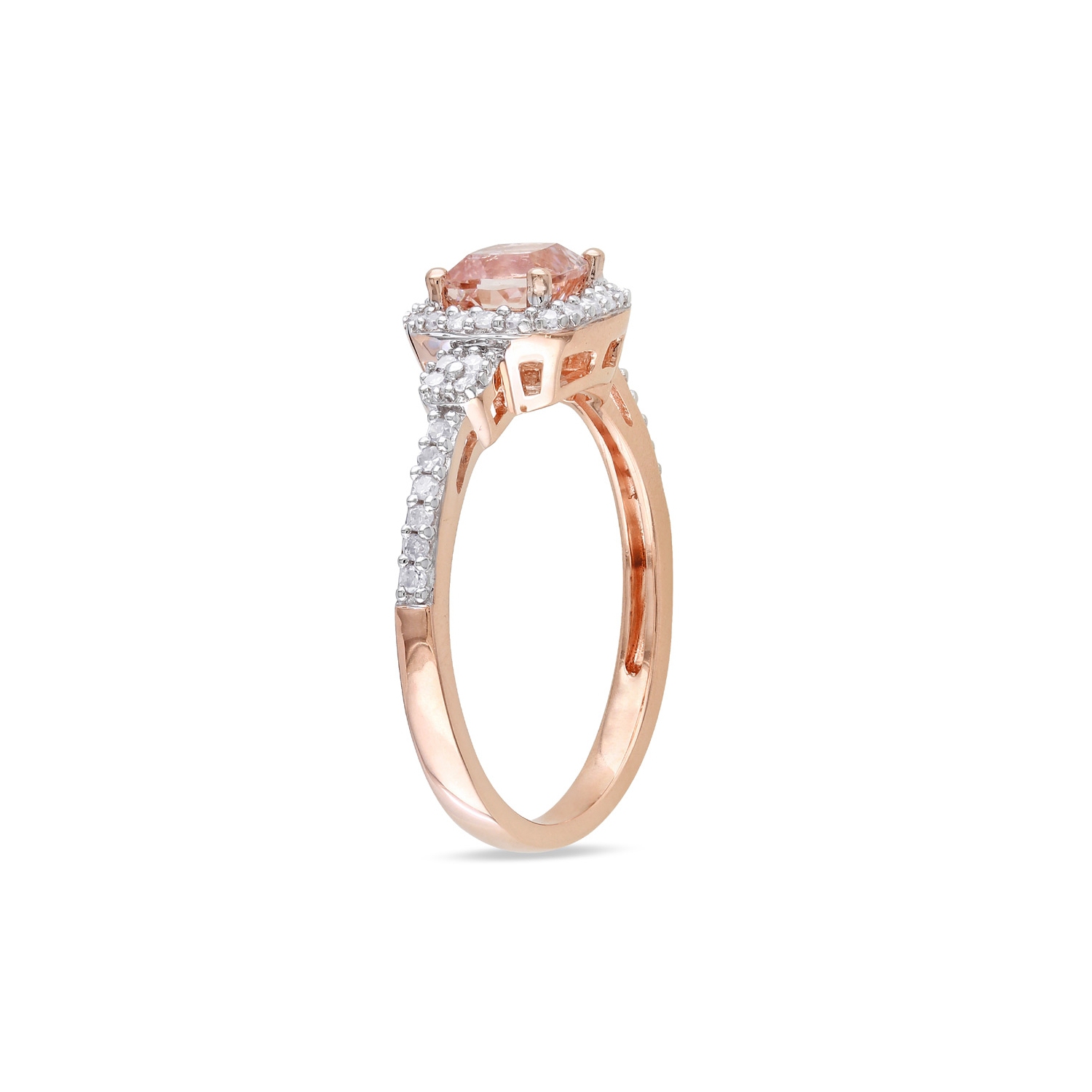 Bague en or rose 10 ct avec diamants 4 ct et morganite 5&nbsp;carat