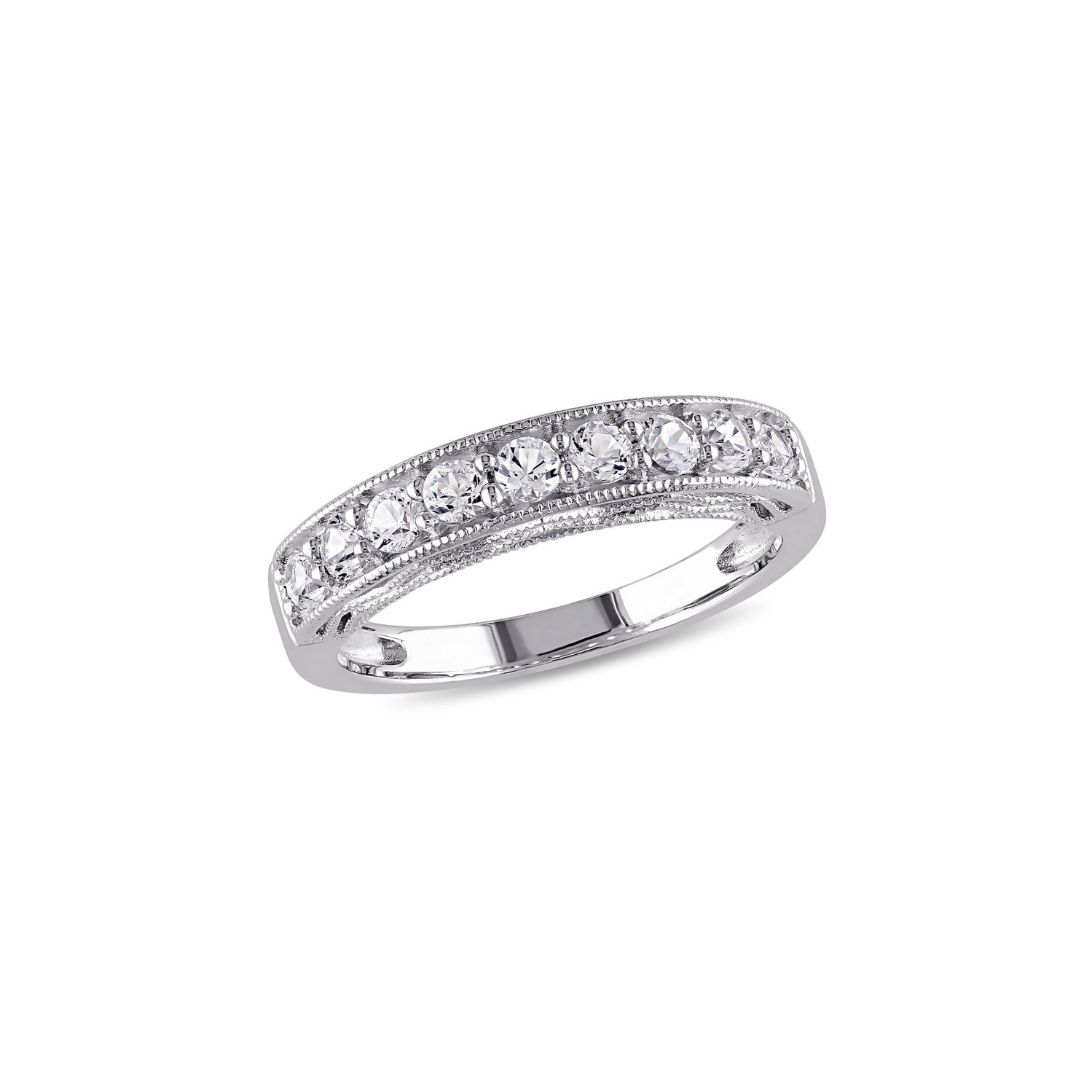4/5 Carat Lab-Created White Sapphire Anniversary Band Ring in Sterling Silver