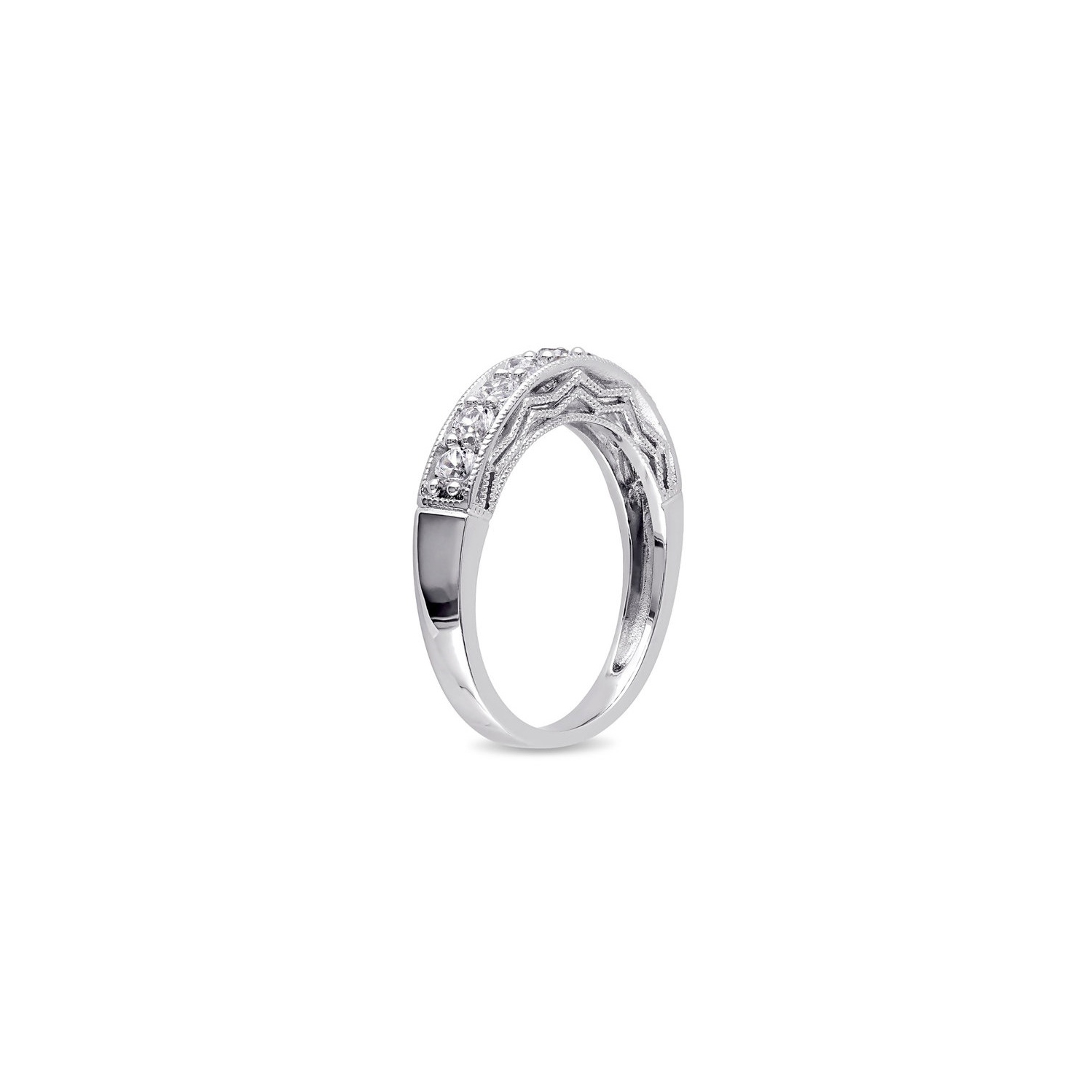 4/5 Carat Lab-Created White Sapphire Anniversary Band Ring in Sterling Silver