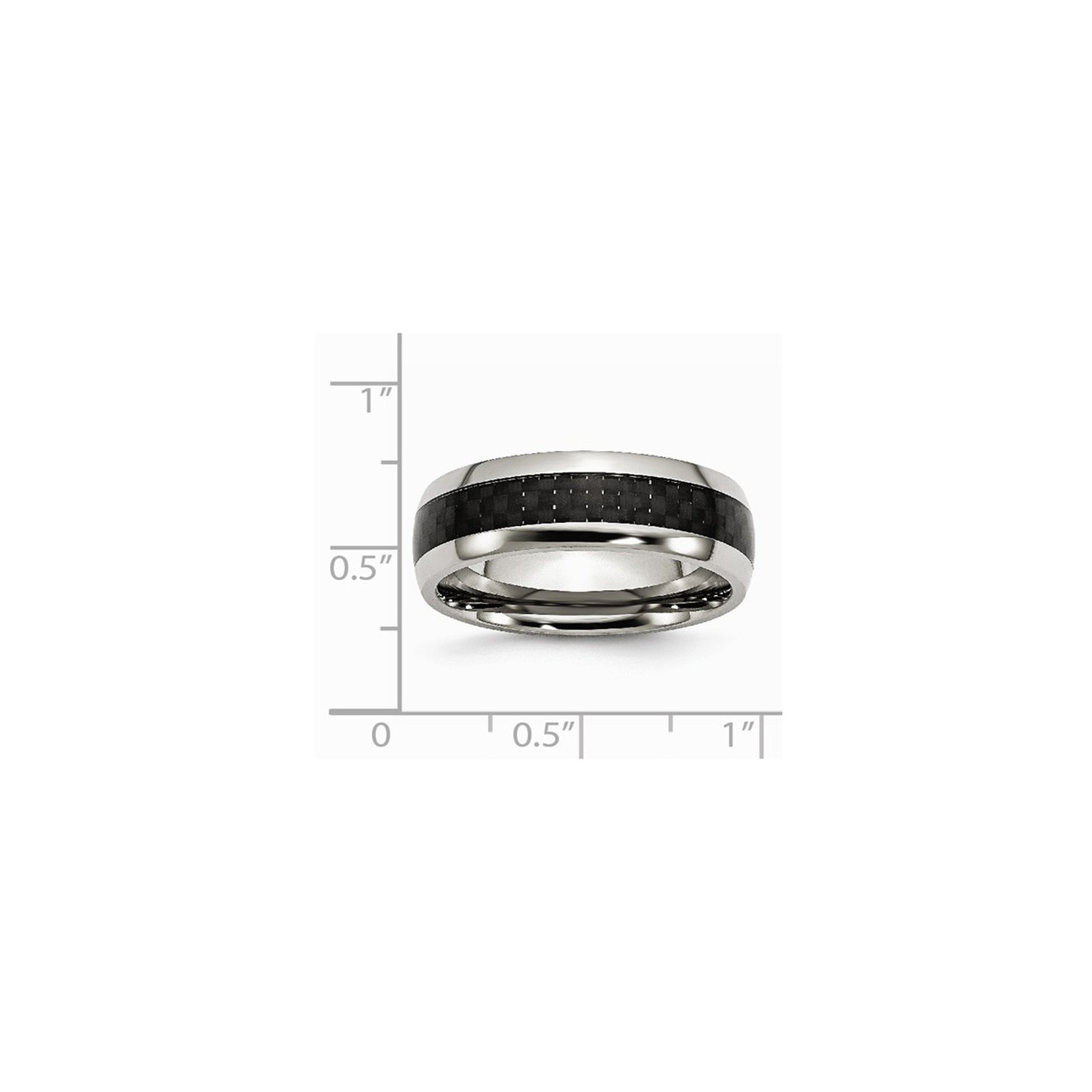 Mens Chisel 8mm Stainless Steel and Carbon Fiber Wedding Band Ring