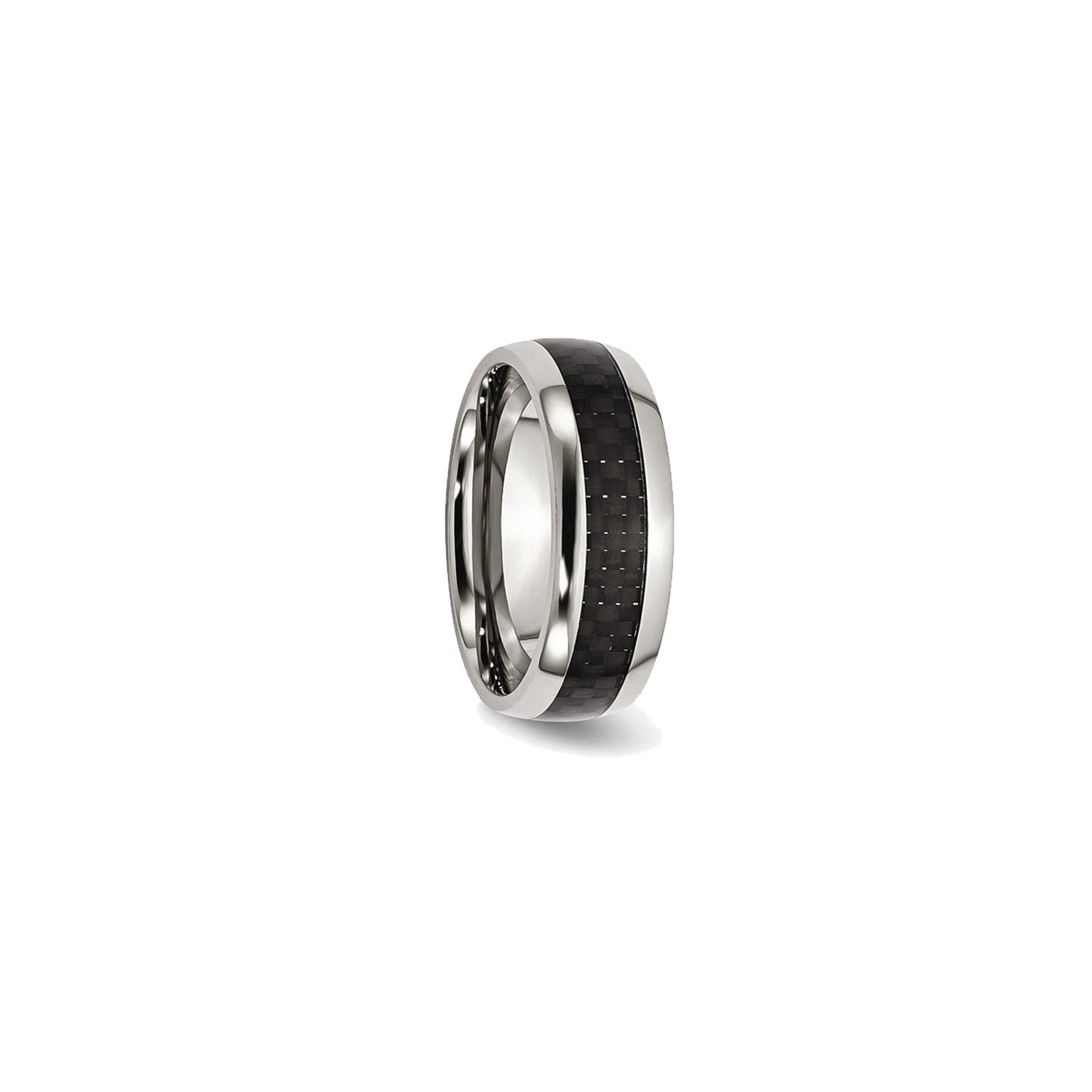 Mens Chisel 8mm Stainless Steel and Carbon Fiber Wedding Band Ring