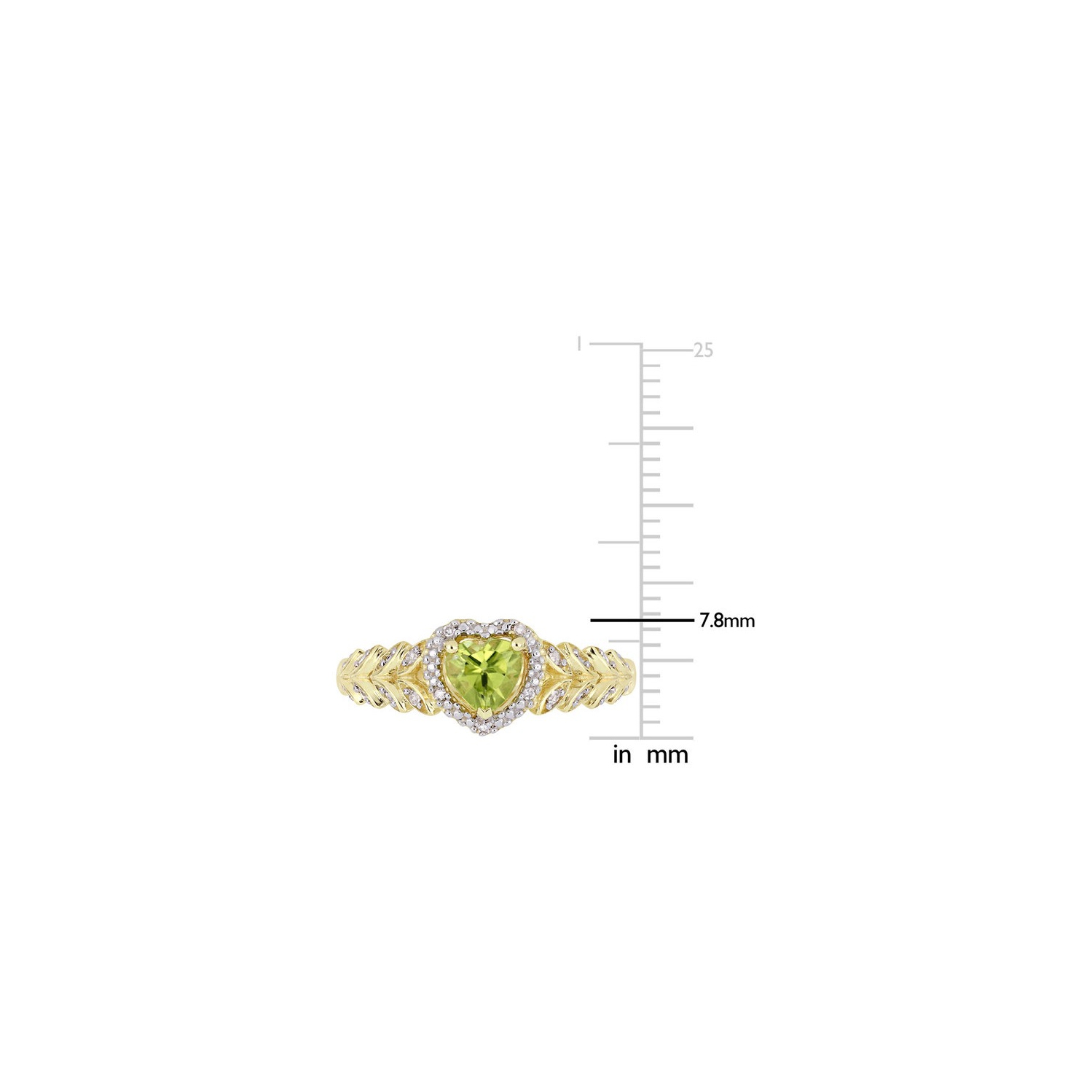 1/2 Carat Natural Peridot Promise Heart Ring in 10K Yellow Gold with Diamonds