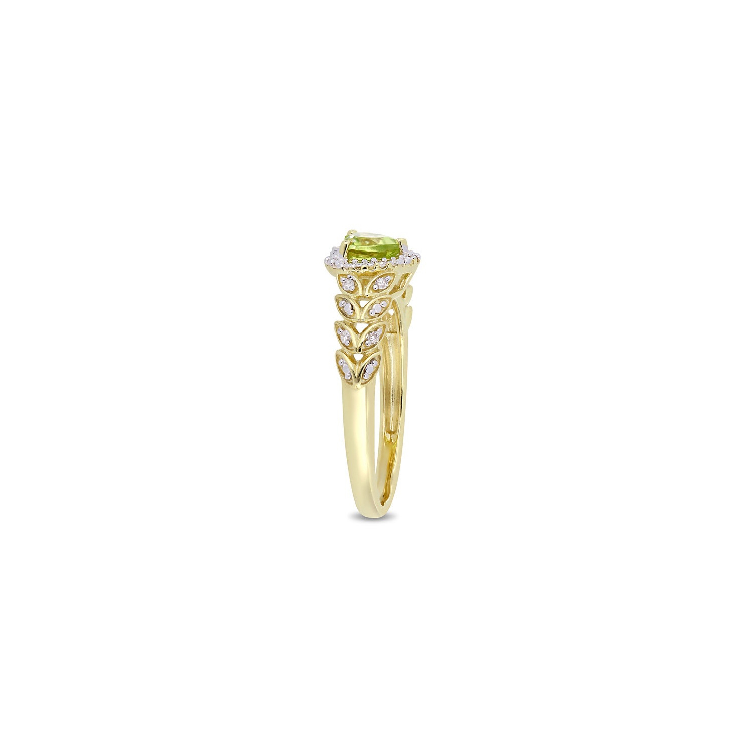 1/2 Carat Natural Peridot Promise Heart Ring in 10K Yellow Gold with Diamonds