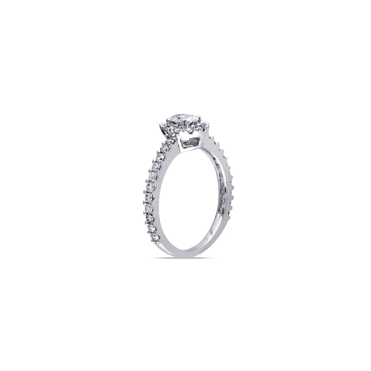 Bague de fiançailles en or blanc 14 ct avec diamant ovale I1-I2 de 1.00 ct (G-H, I1-I2