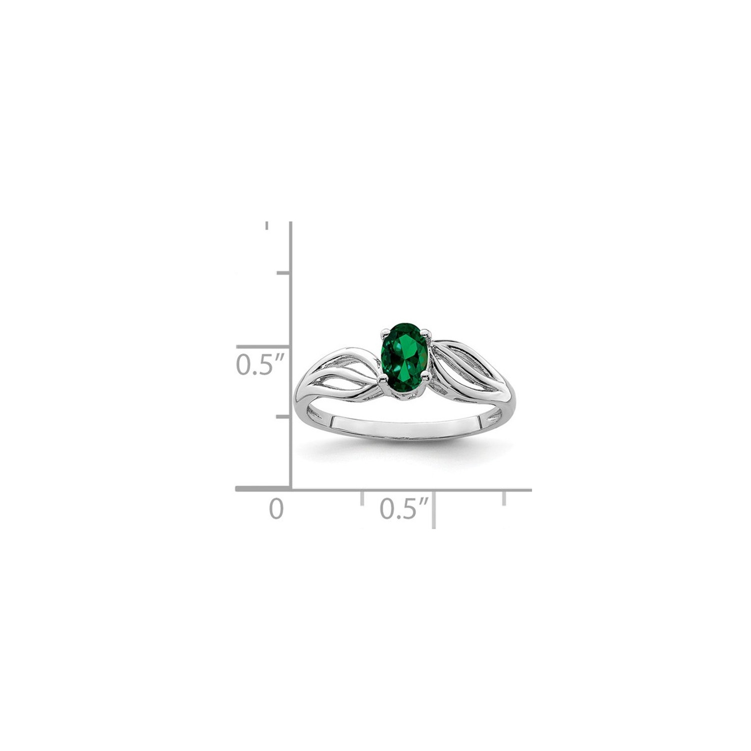 2/5 Carat Lab Created Emerald Ring in Rhodium Plated Sterling Silver