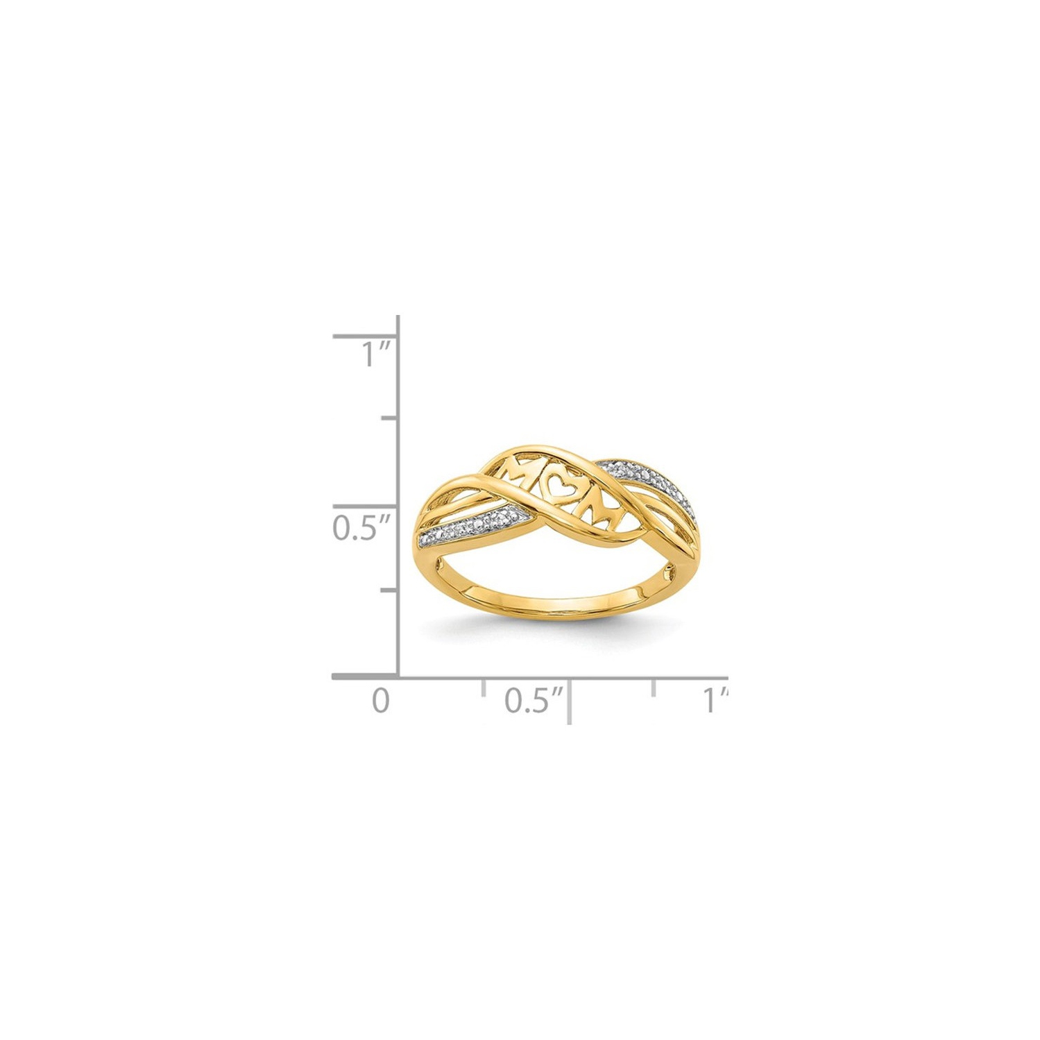 Bague à maman poli or jaune 14k avec accent de diamant