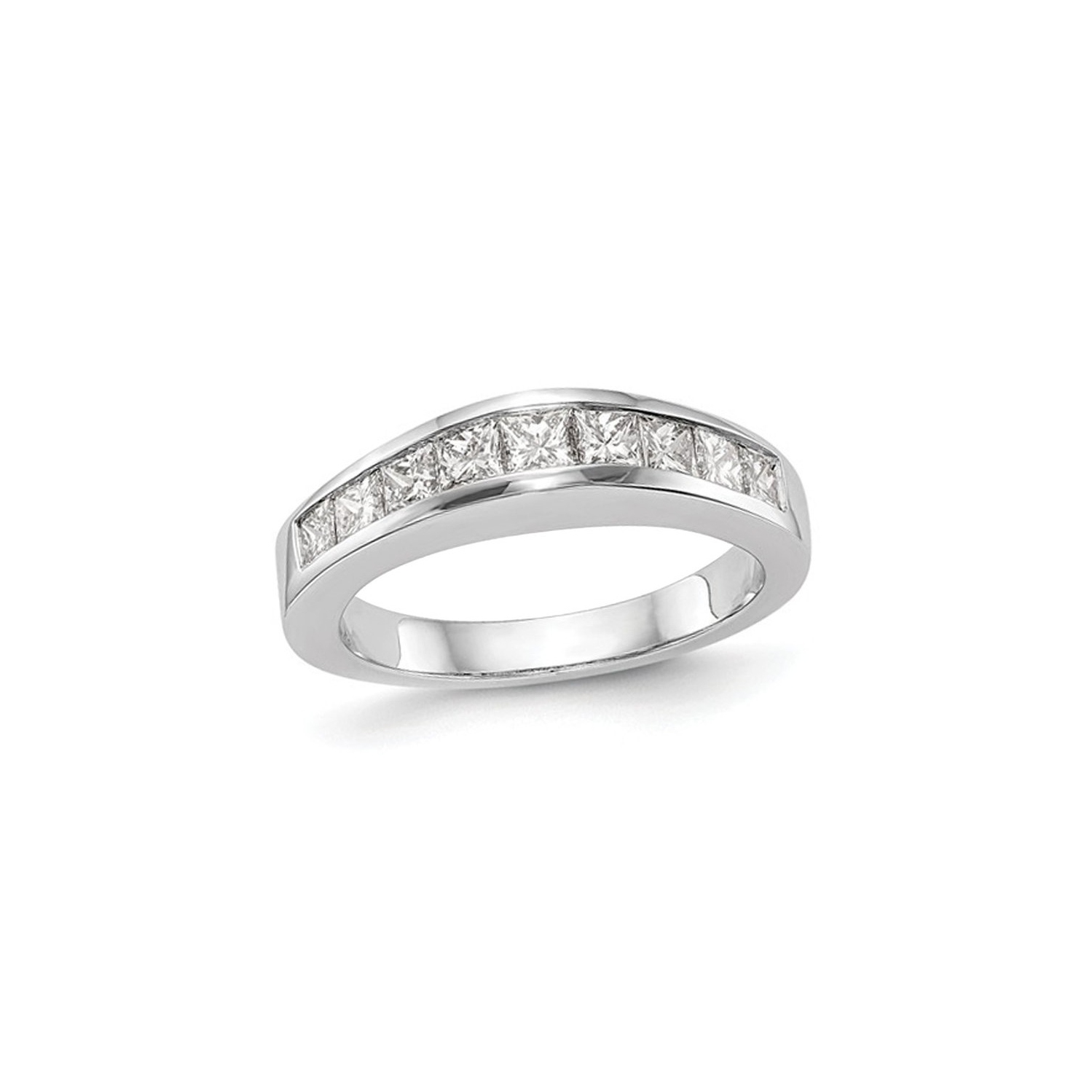 1.00 Carat Princess Cut Diamond Wedding Band Ring in 14K White Gold