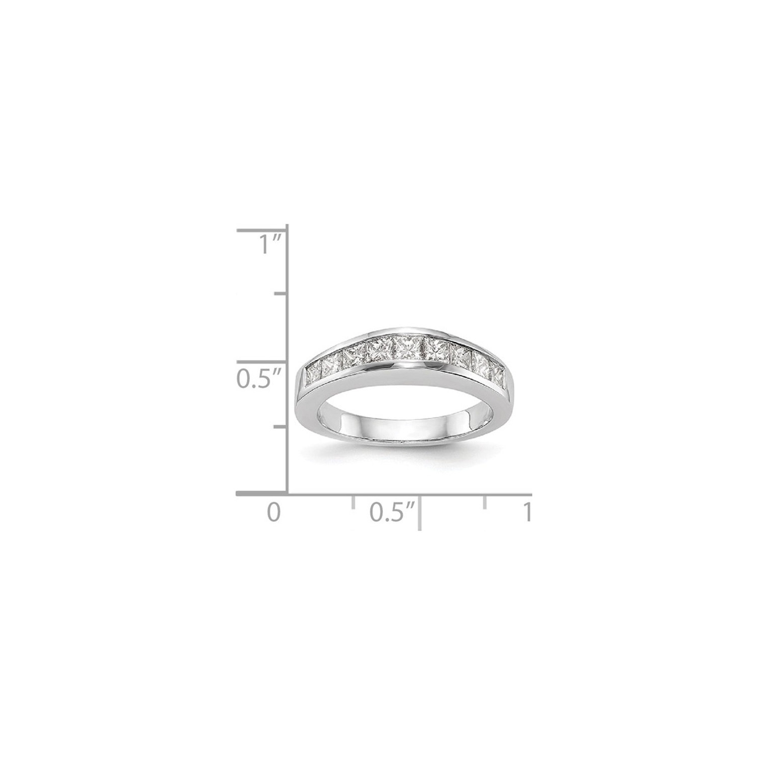1.00 Carat Princess Cut Diamond Wedding Band Ring in 14K White Gold