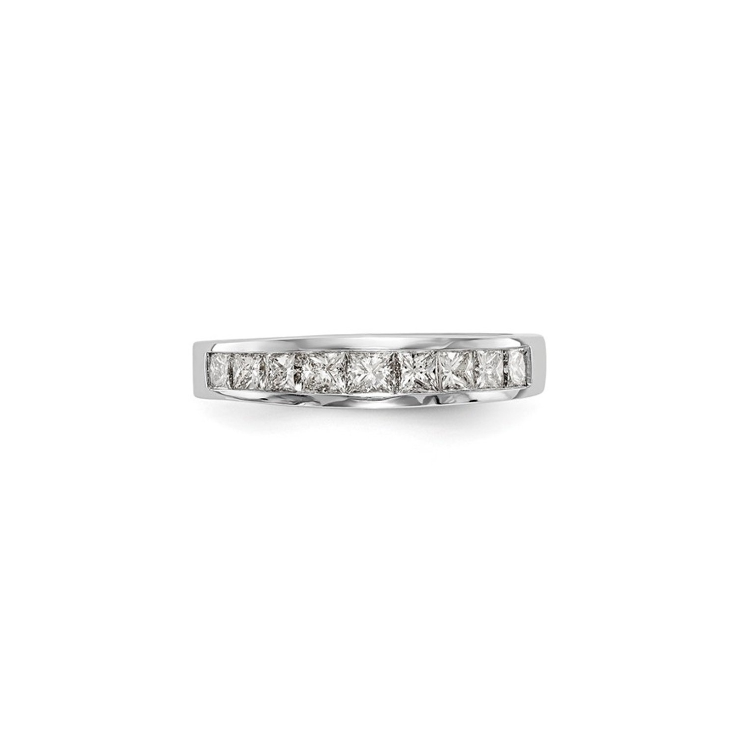 1.00 Carat Princess Cut Diamond Wedding Band Ring in 14K White Gold