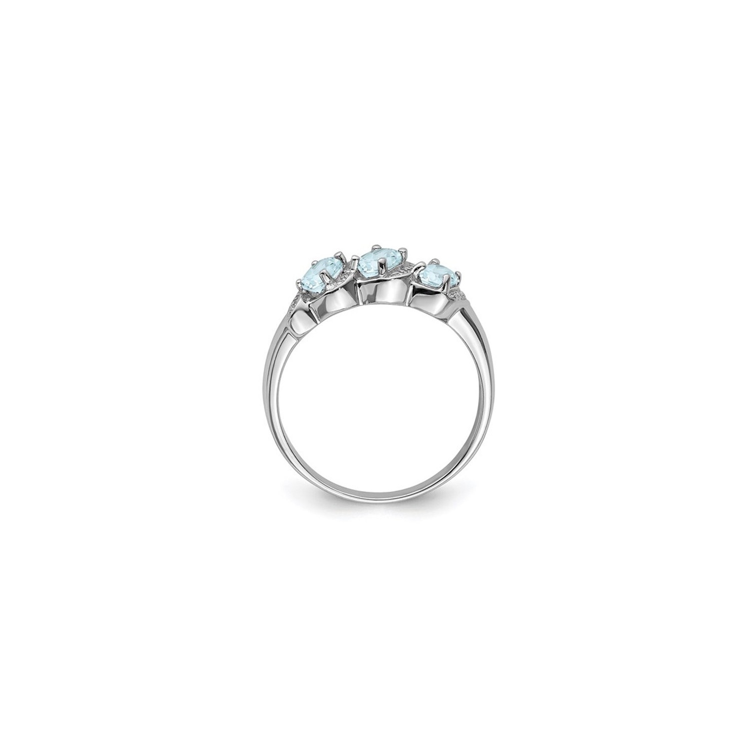 Three Stone Aquamarine Ring 3/5 Carat in Sterling Silver