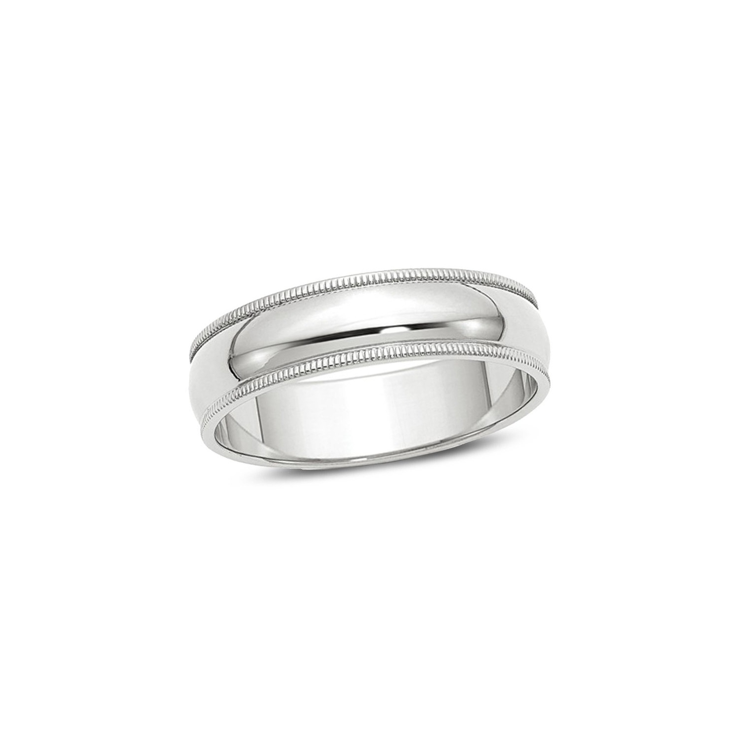 Mens 14K White Gold 6mm Milgrain Wedding Band Ring