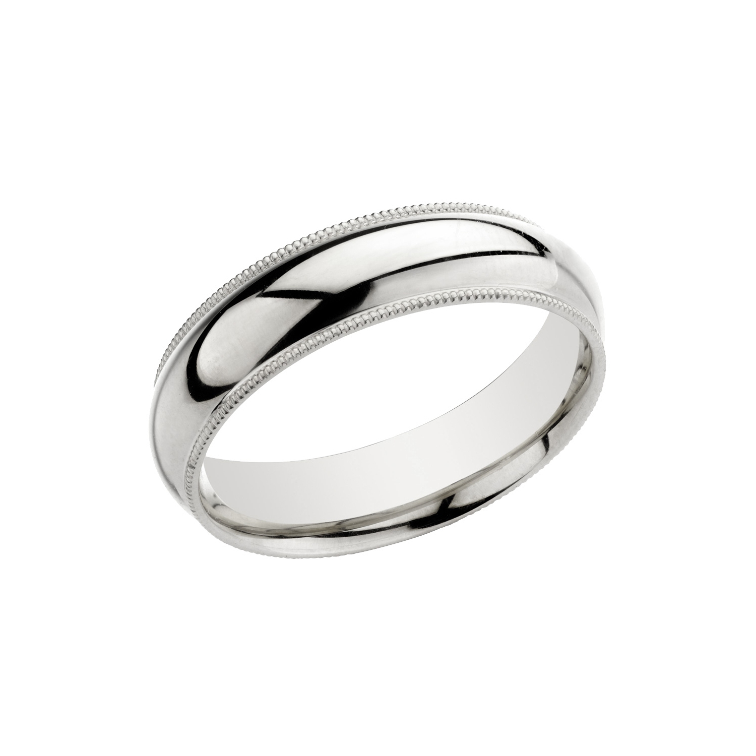 Mens 14K White Gold 6mm Milgrain Wedding Band Ring