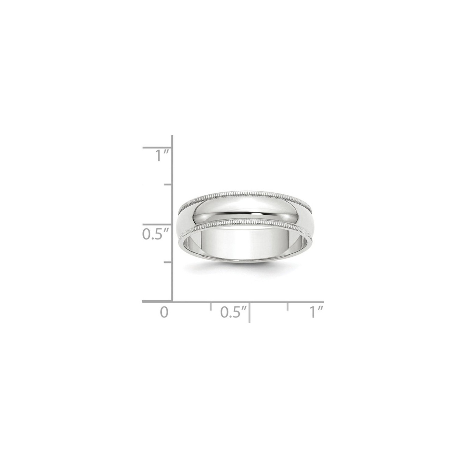 Mens 14K White Gold 6mm Milgrain Wedding Band Ring