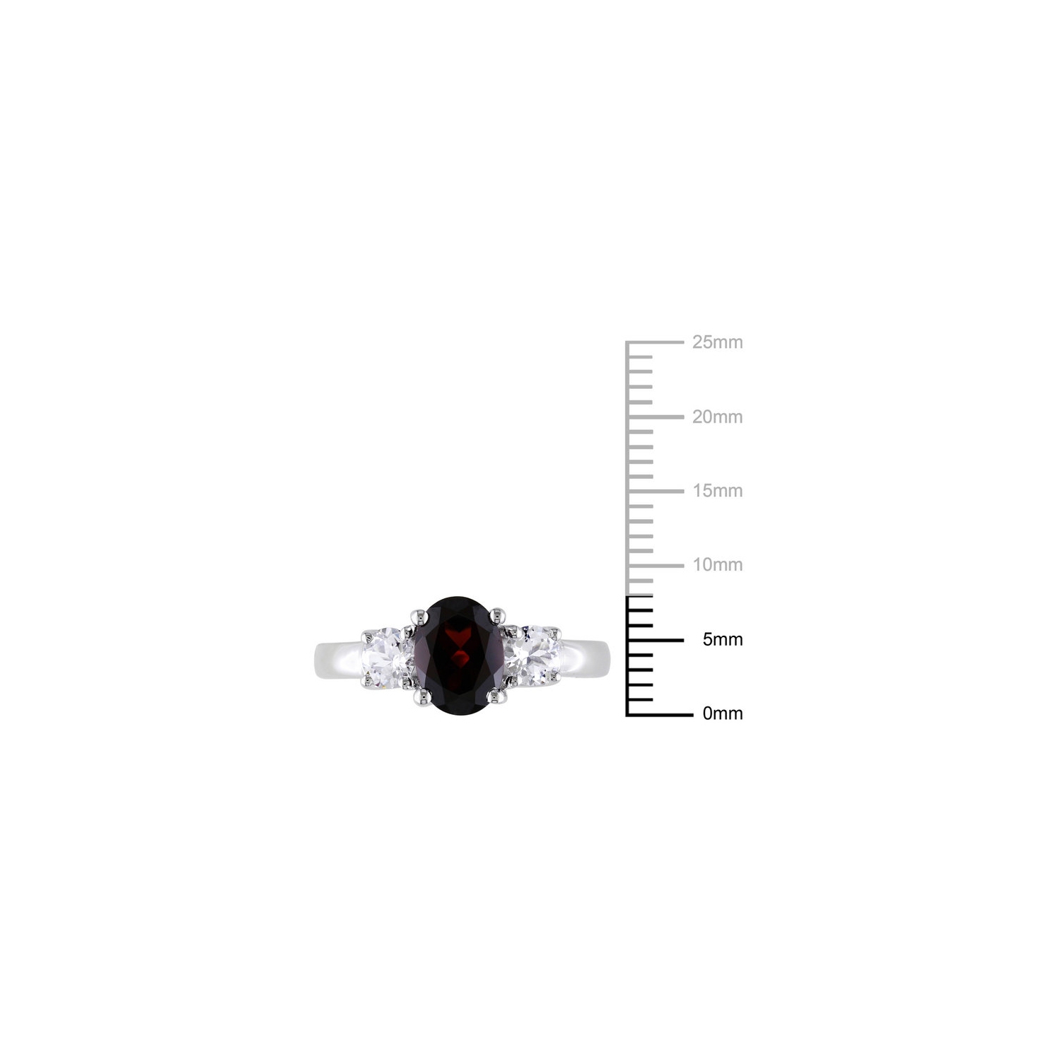 Bague 2.00&nbsp;carat en argent sterling, grenat et saphir blanc synthétique laboratoire