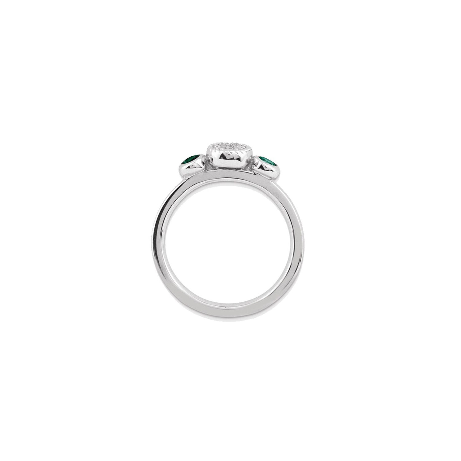 Lab Created Emerald Ring with Diamonds 1/5 Carat in Sterling Silver