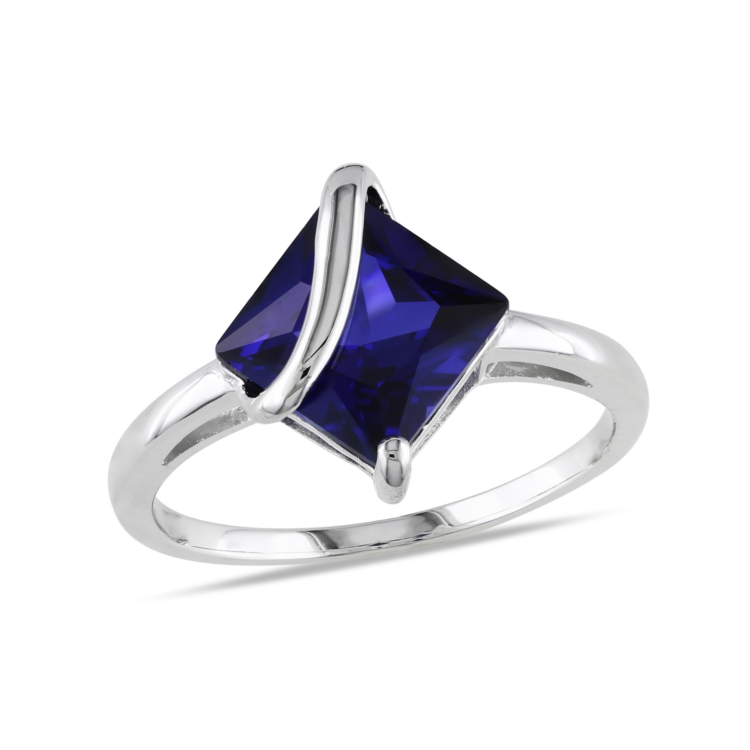1.80 Carat Lab-Created Blue Sapphire Ring in Sterling Silver