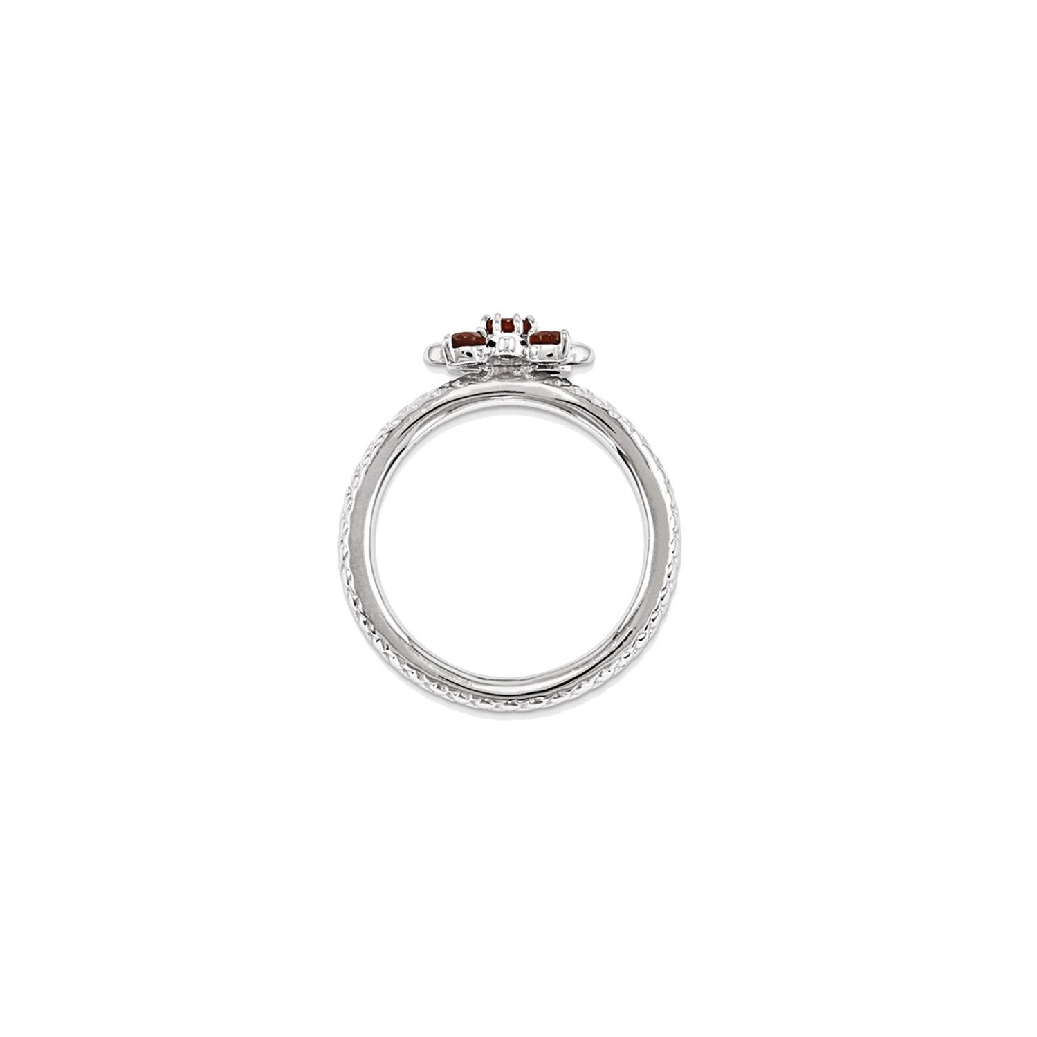 Natural Garnet Flower Ring 2/3 Carat in Sterling Silver