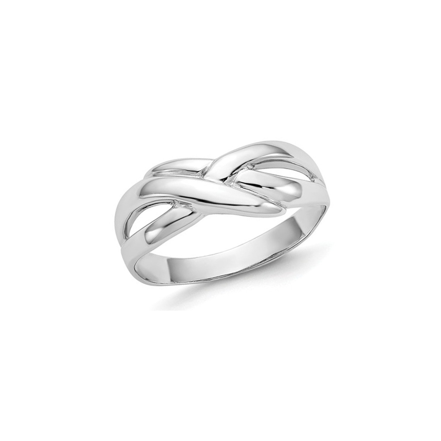 Cocktail X Dome Polished Ring in 14K White Gold