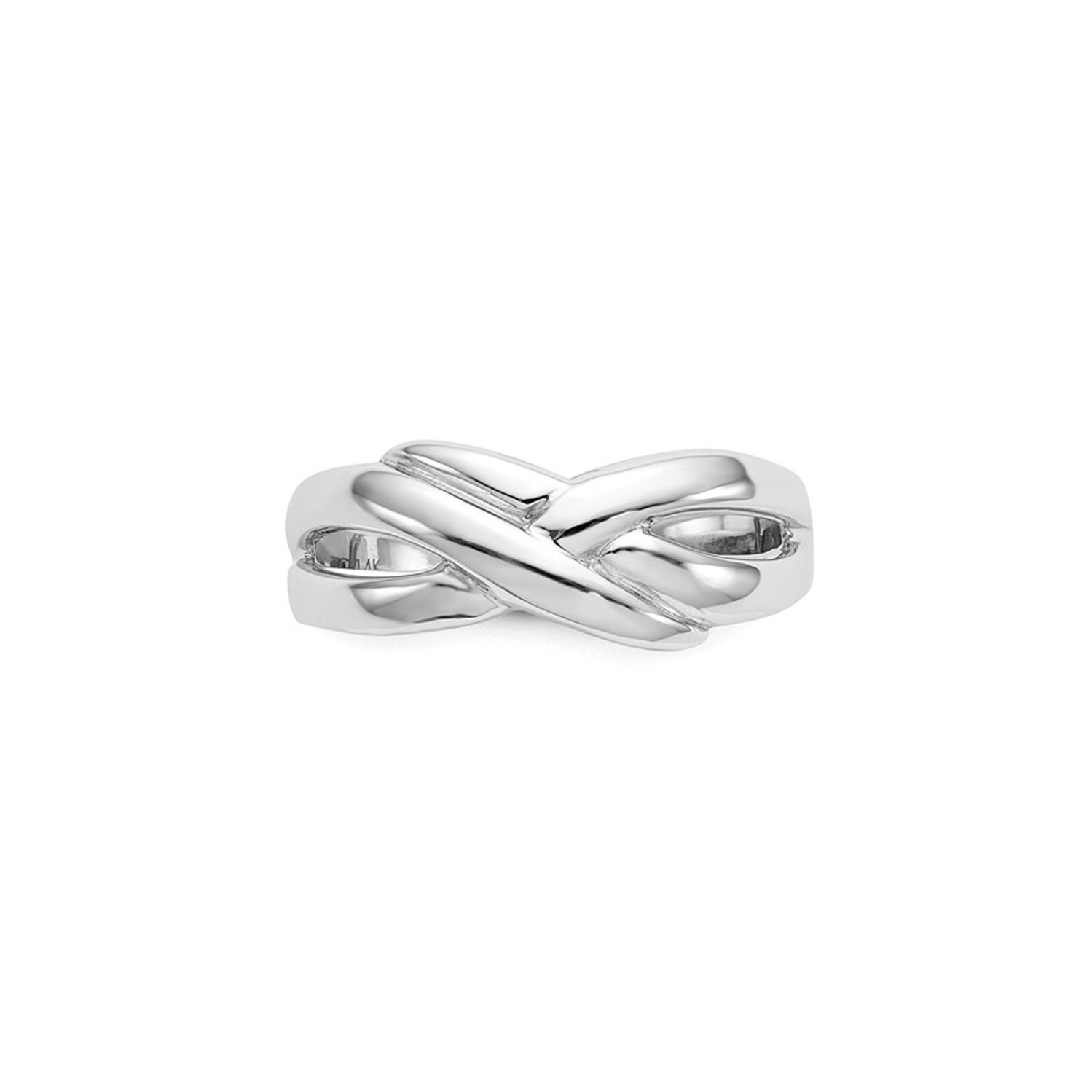 Cocktail X Dome Polished Ring in 14K White Gold