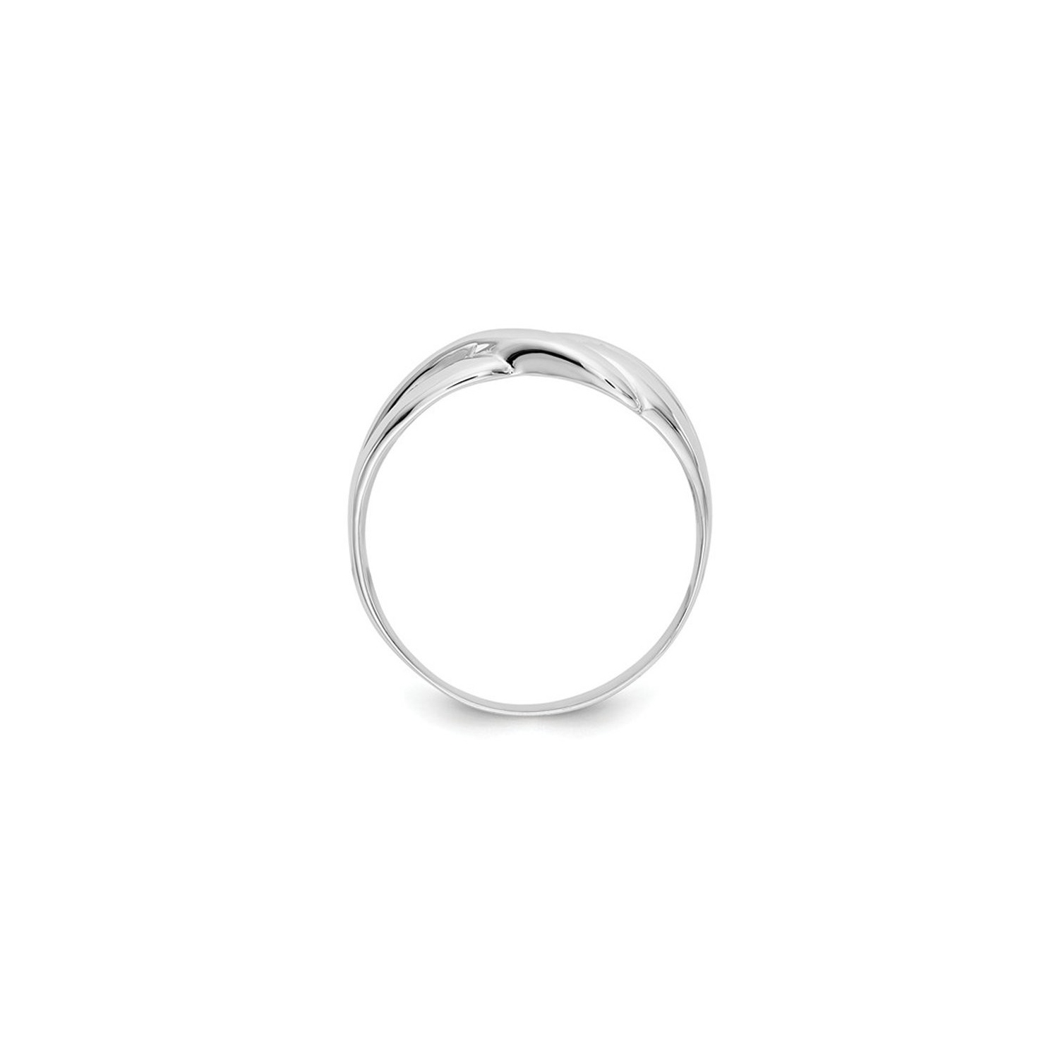 Cocktail X Dome Polished Ring in 14K White Gold