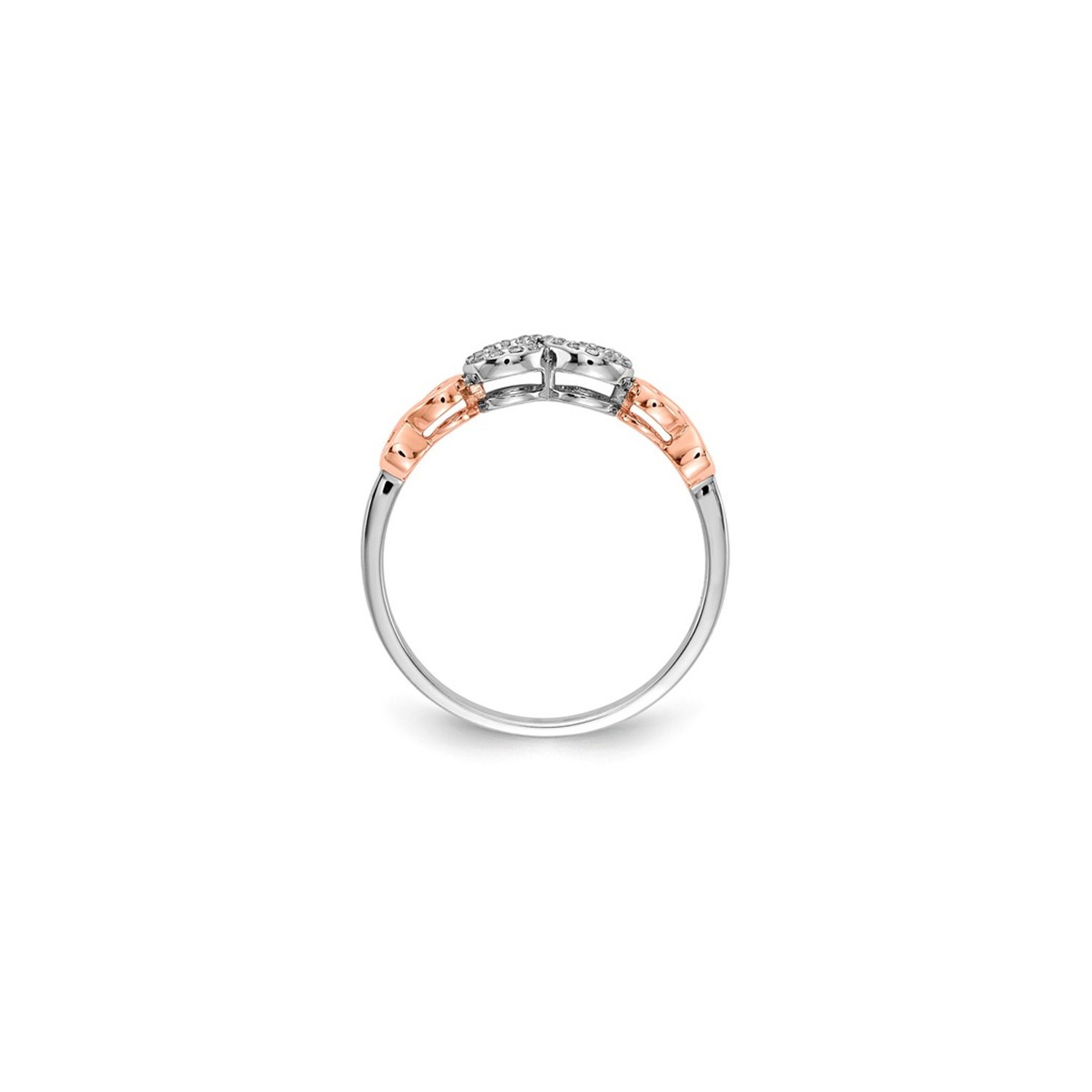 14K White and Rose Pink Gold Infinity Ring with Diamond Accents