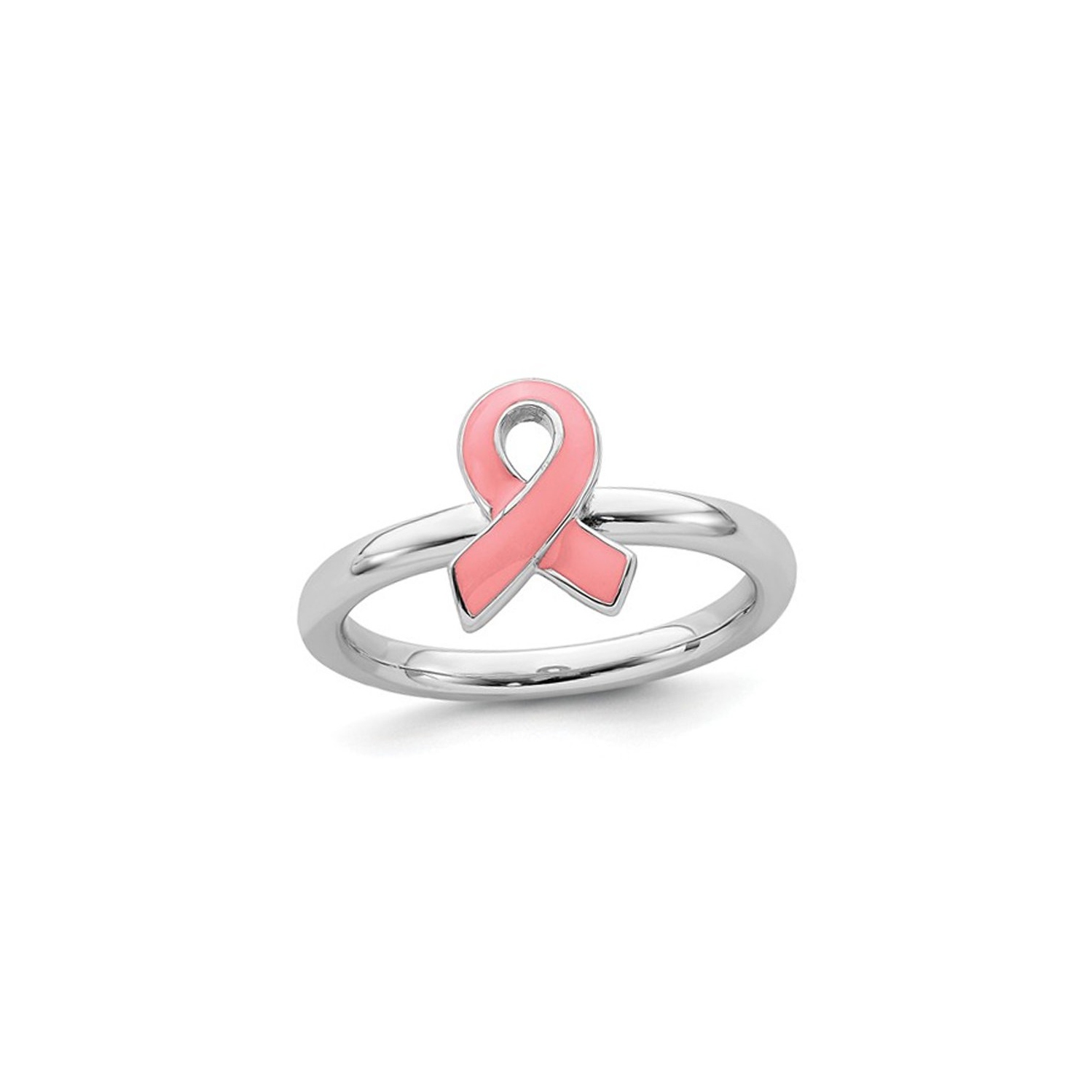 Bague ruban de sensibilisation rose en argent sterling