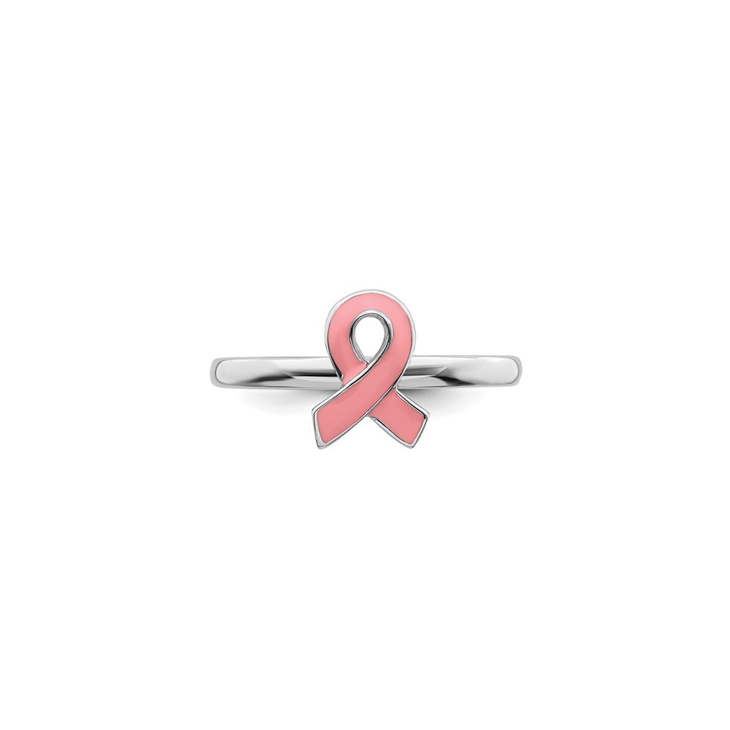Bague ruban de sensibilisation rose en argent sterling