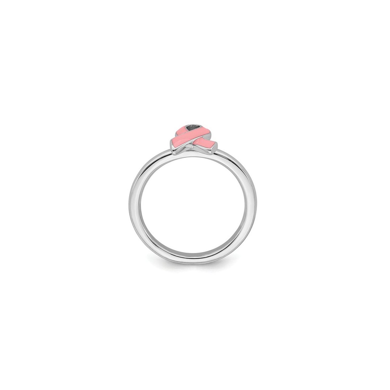 Bague ruban de sensibilisation rose en argent sterling