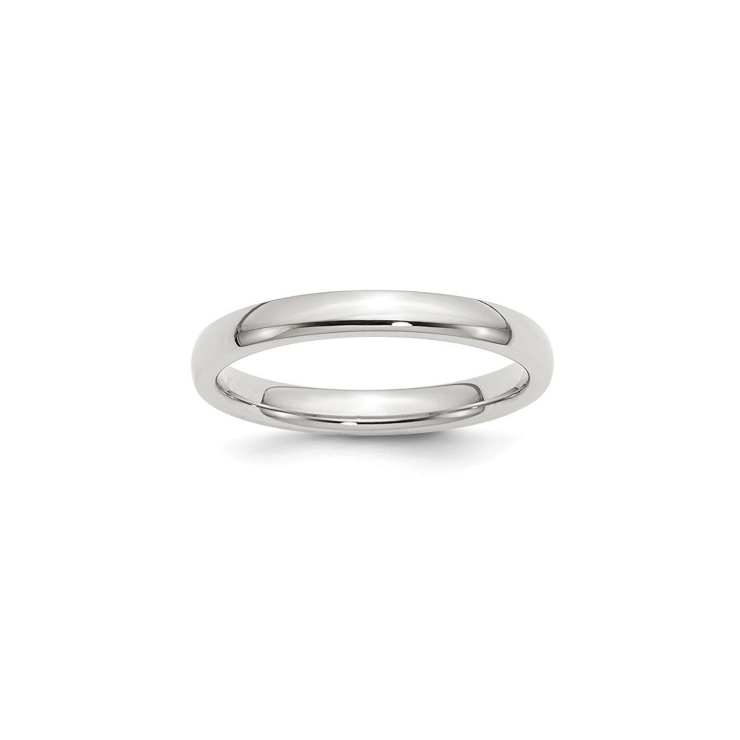 Ladies Comfort Fit 3mm Wedding Band Ring in Sterling Silver