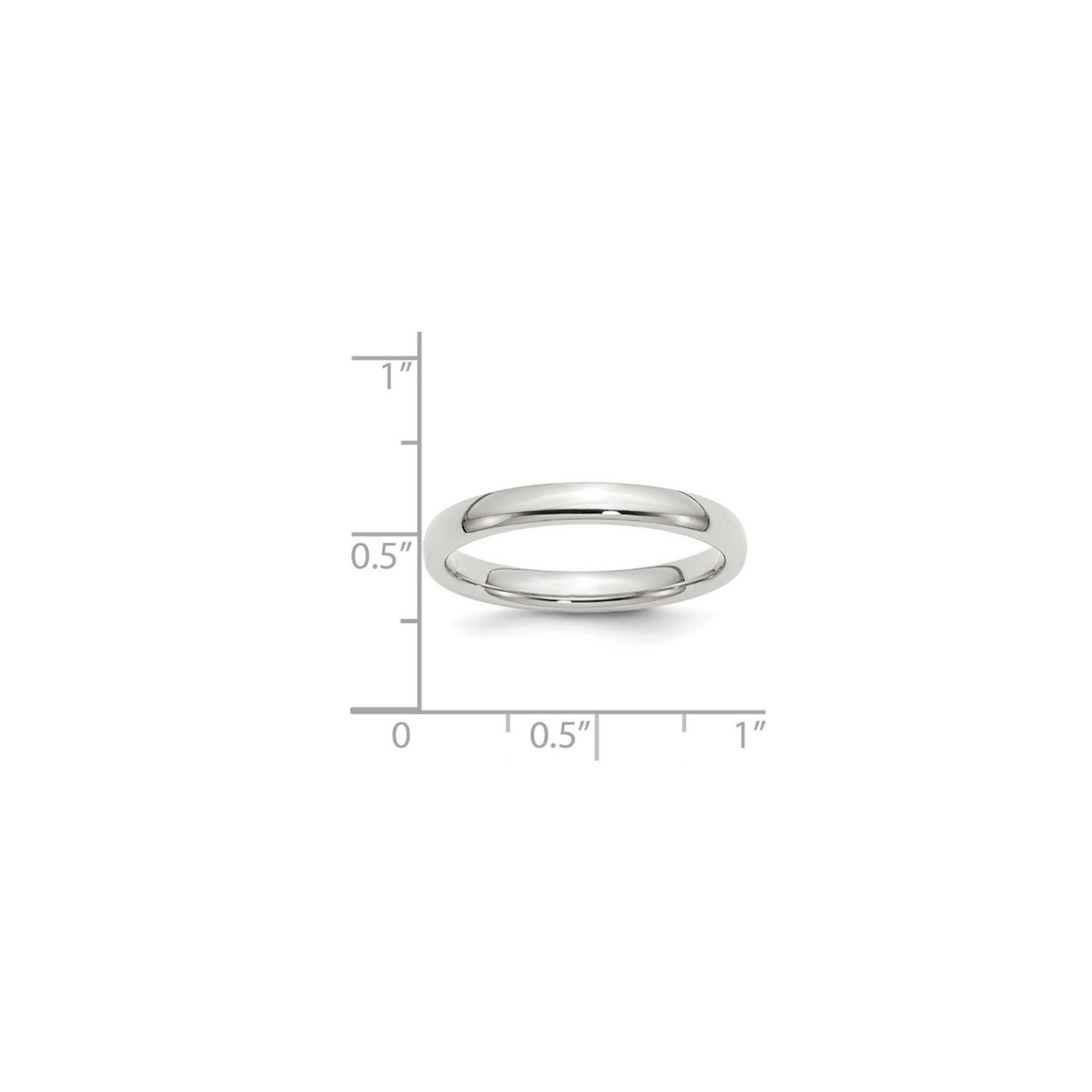 Ladies Comfort Fit 3mm Wedding Band Ring in Sterling Silver
