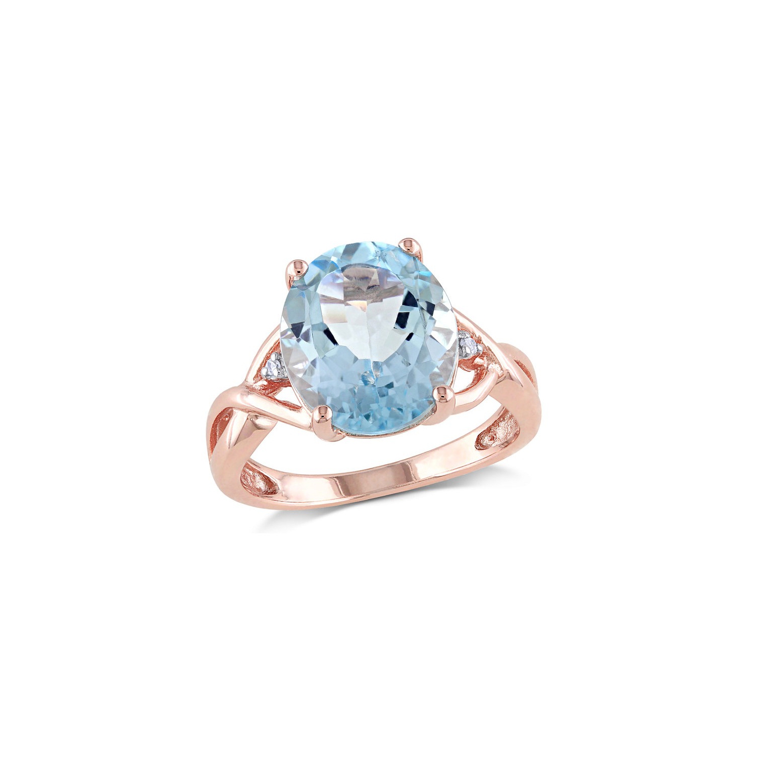 5.50 Carat Blue Topaz Ring in Rose Pink Plated Sterling Silver