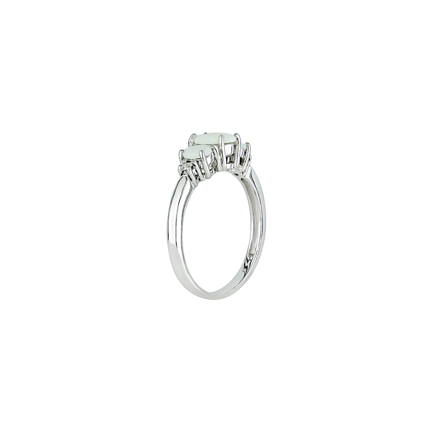 2/5 Carat Lab-Created Opal Three Stone Ring in 10K White Gold