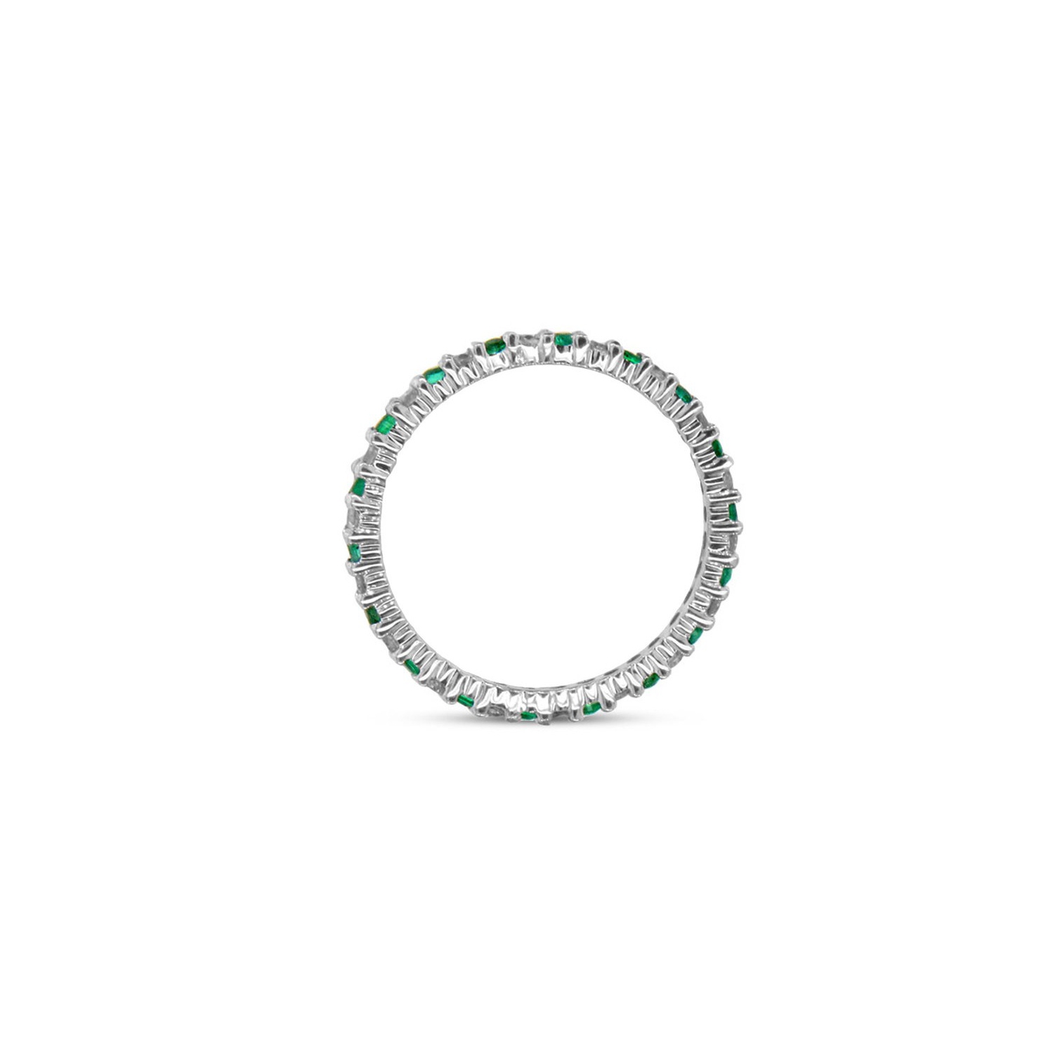 3/10 Carat Natural Emerald Eternity Band in 14K White Gold with Diamonds 1/4 Carat